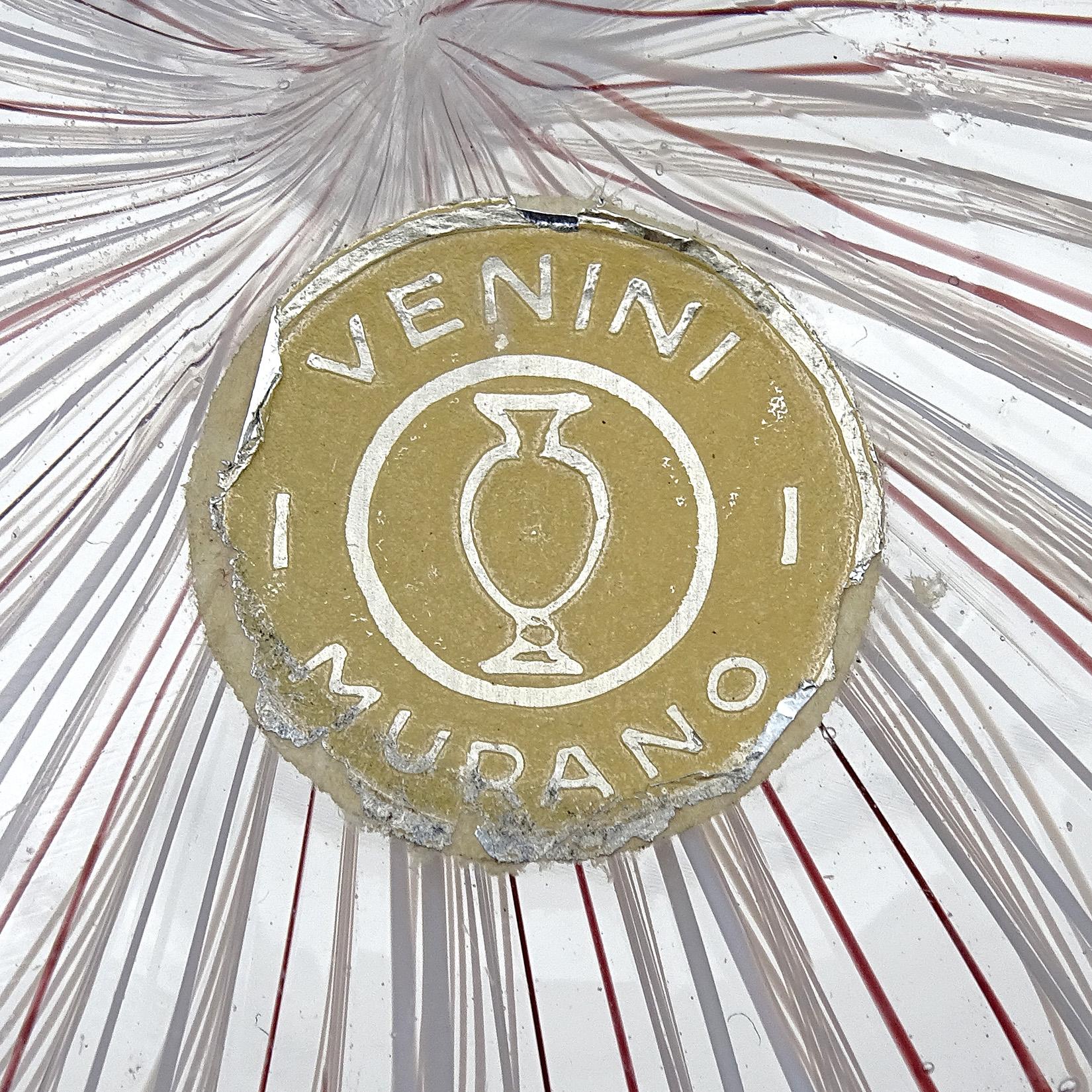 Verre d'art Vase Fazzoletto en verre d'art italien de Murano blanc et violet Zanfirico de Venini Bianconi par Zanfirico en vente