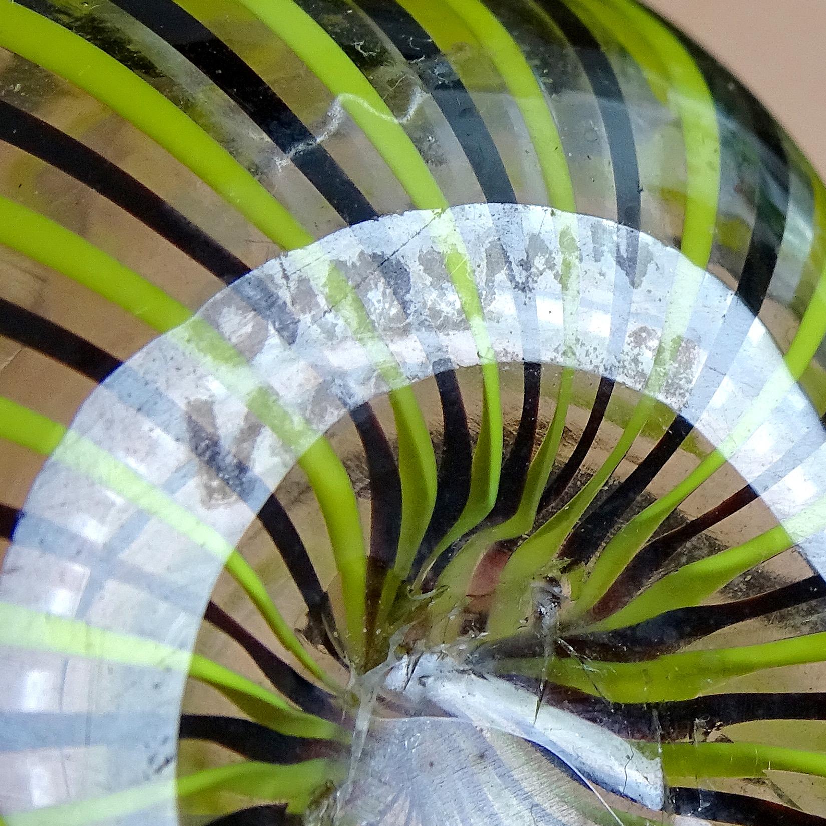 Venini Bianconi Murano Gelb Schwarze Bänder Italienisches Kunstglas Fazzoletto Vase im Zustand „Gut“ im Angebot in Kissimmee, FL