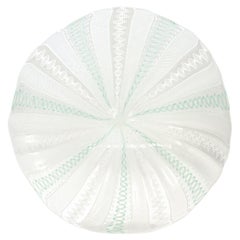 Venini Bianconi Teal and White Zanfirico Lattimo Dish or Low Bowl