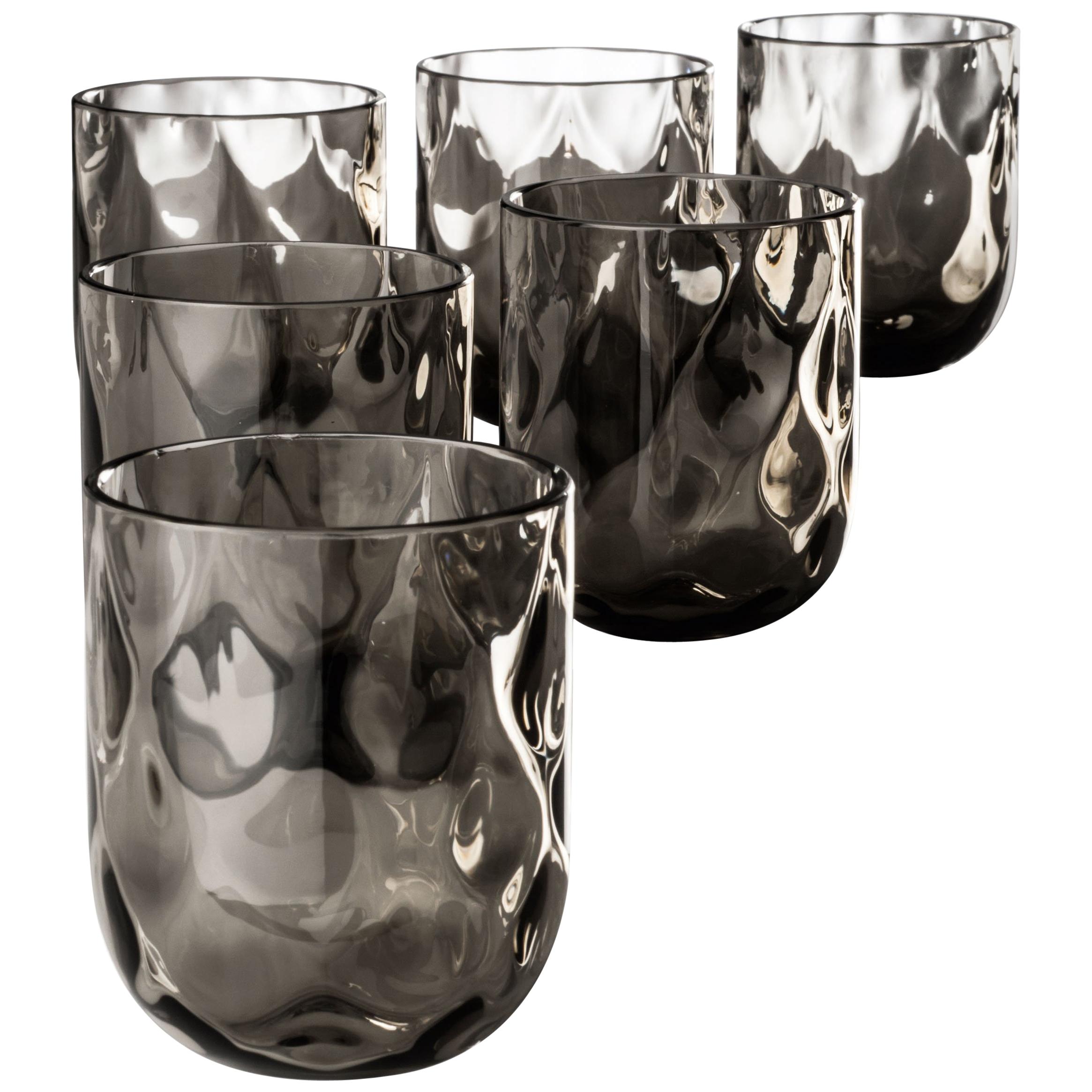 Venini Bicchieri Carnevale Glass Set in Gray