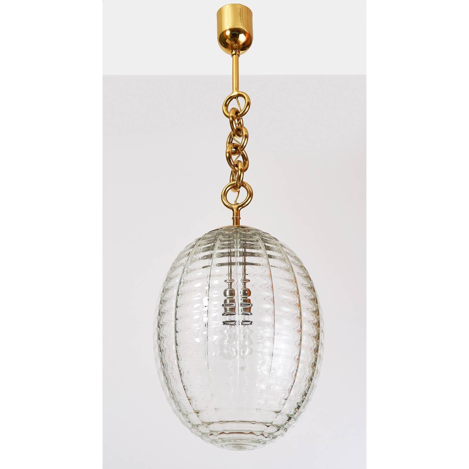 Mid-Century Modern Venini Blown Glass Oval Lantern or Pendant, Italy, 1950s