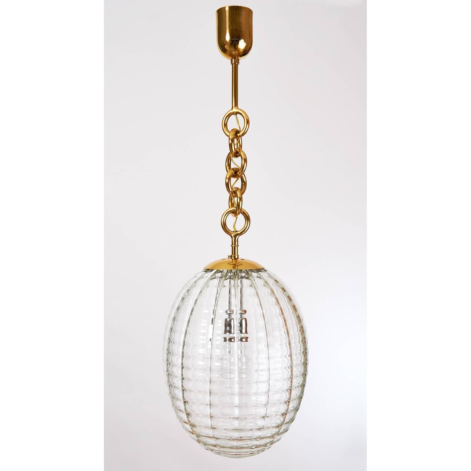 Italian Venini Blown Glass Oval Lantern or Pendant, Italy, 1950s