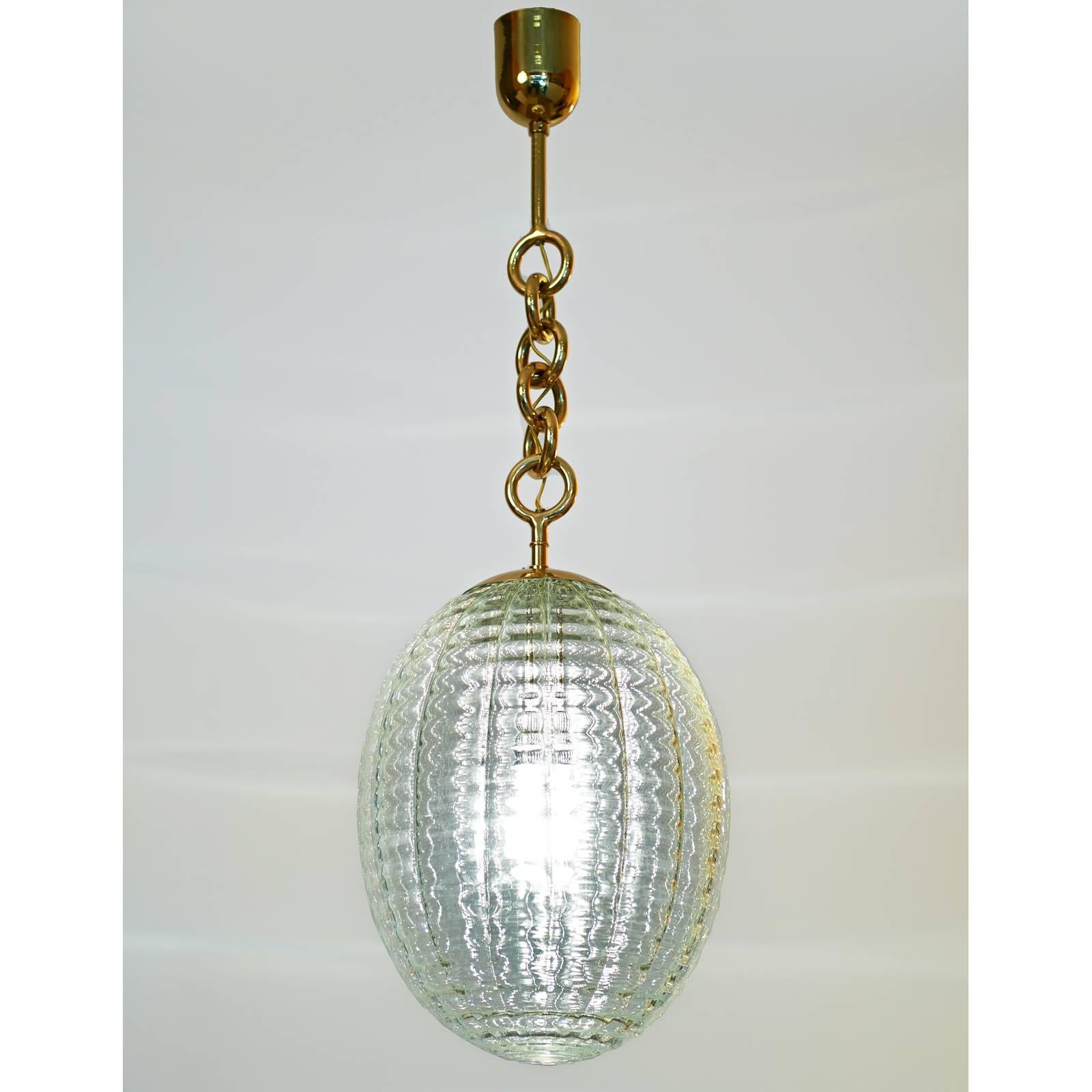 Mid-20th Century Venini Blown Glass Oval Lantern or Pendant, Italy, 1950s