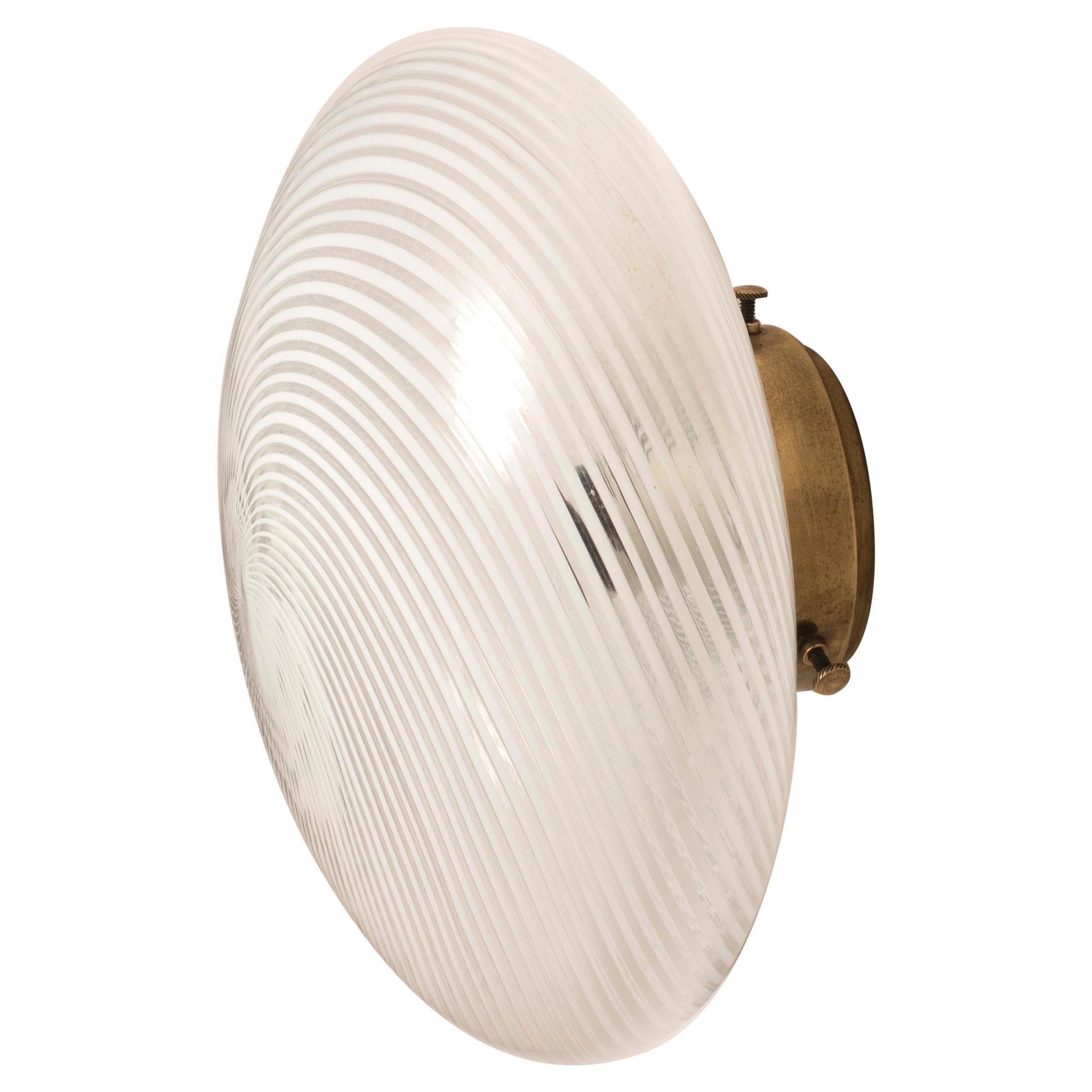 Venini Blown Glass Rounded Wall Light with Brass Base, 5 Available