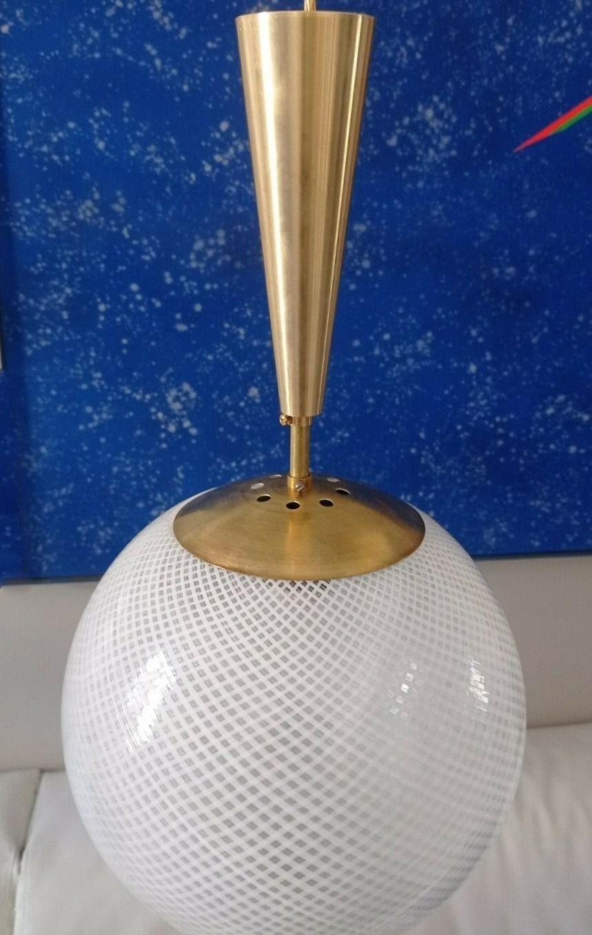 Venini Murano Glass Brass Pendant by Carlo Scarpa, Italy, 1950s For Sale 6