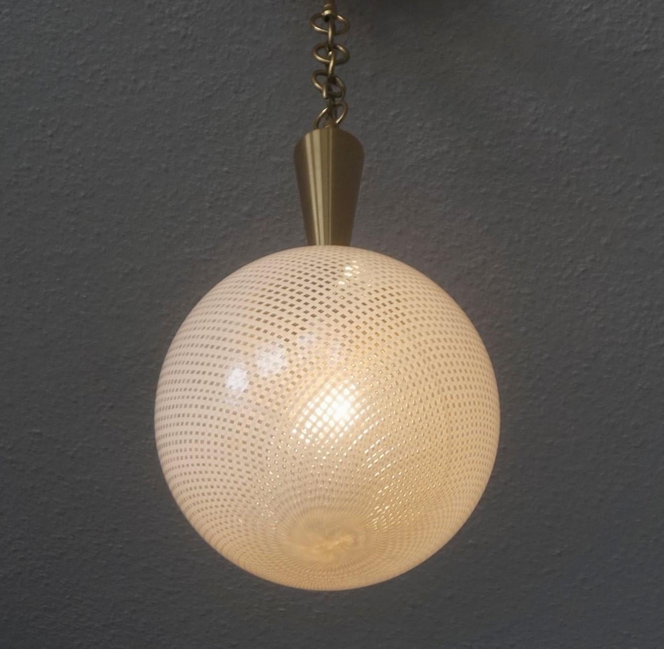 Venini Murano Glass Brass Pendant by Carlo Scarpa, Italy, 1950s For Sale 11