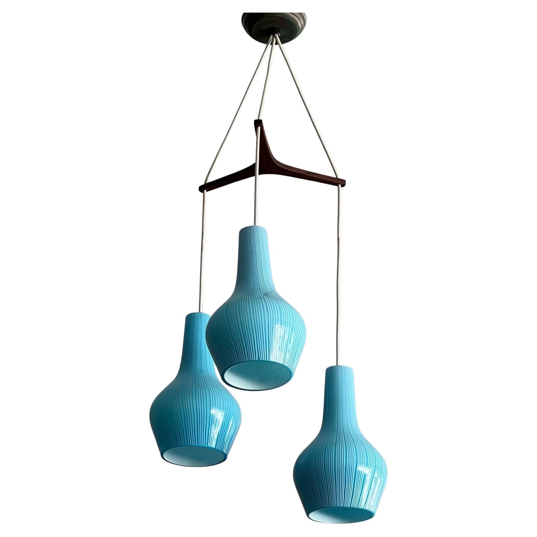 Venini Blue Glass Chandelier For Sale