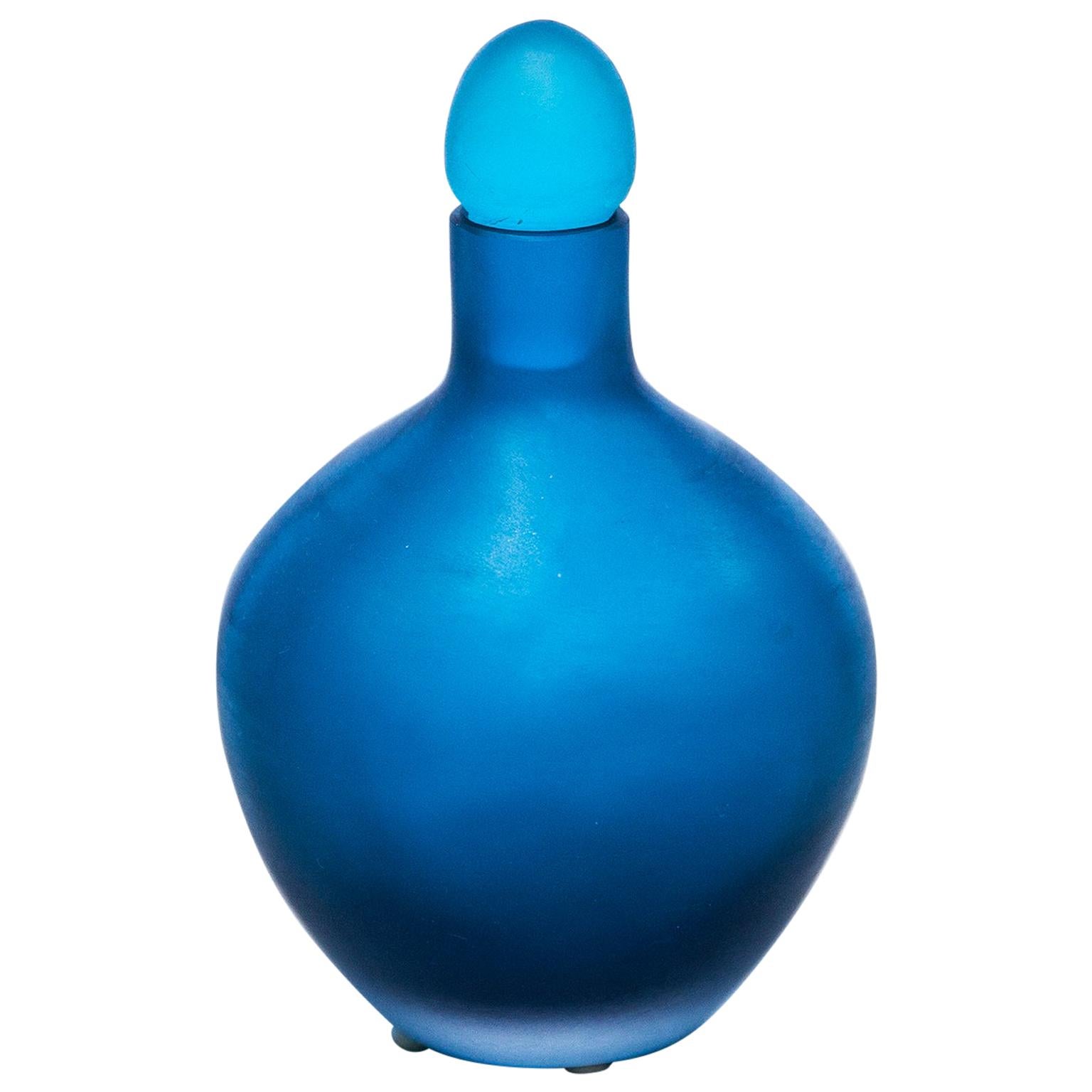 Flacon en verre de Murano bleu de Venini, 1968