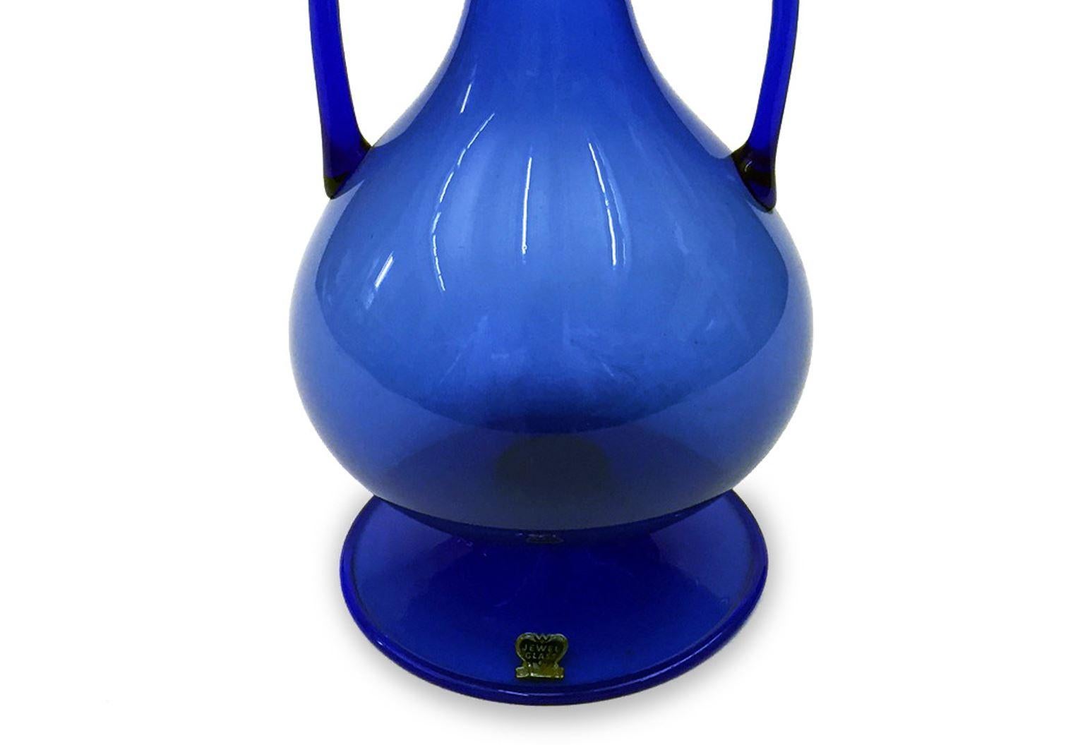 European Venini Blue Vase For Sale