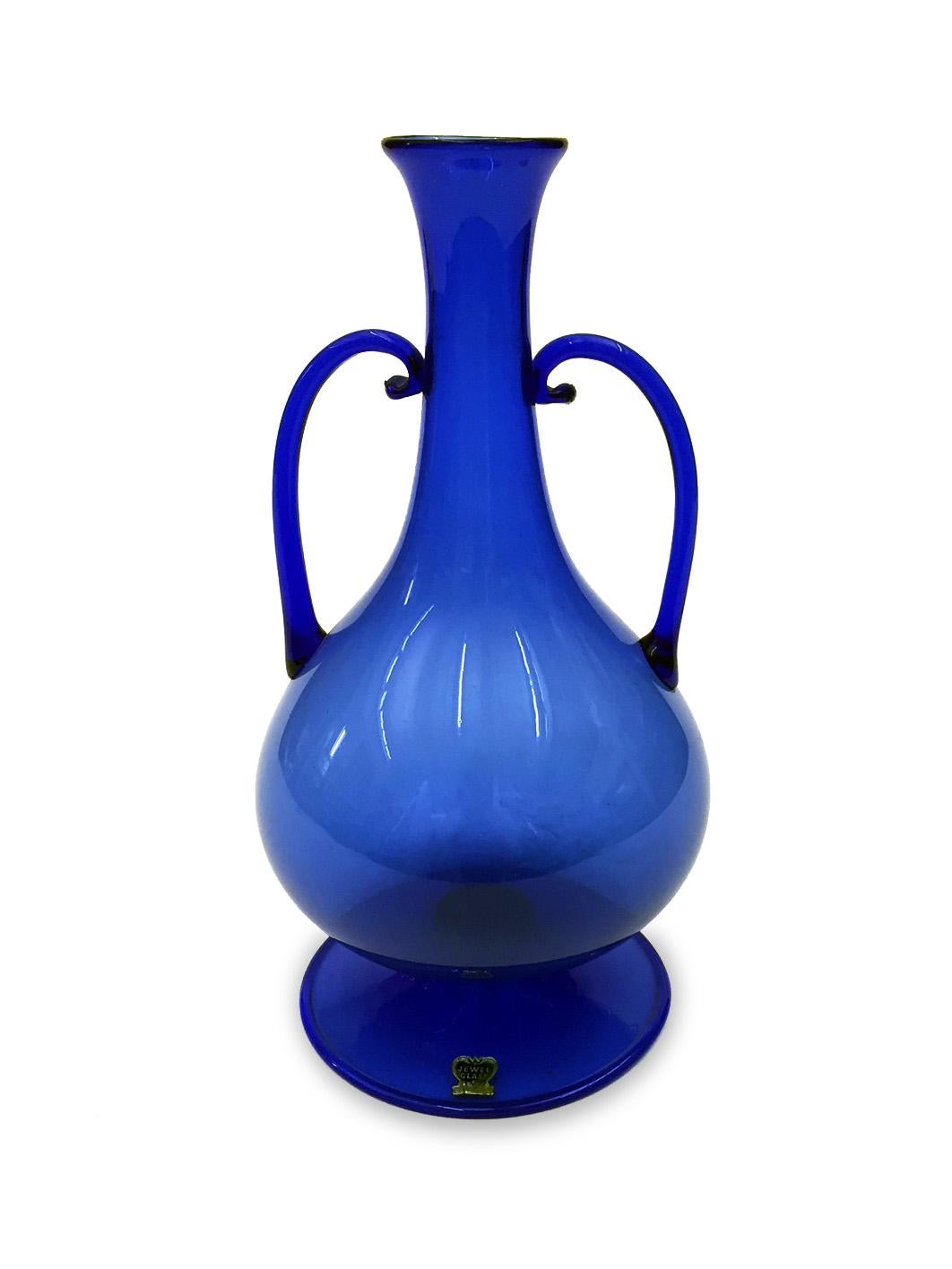 Venini Blue Vase In Good Condition For Sale In New York, NY