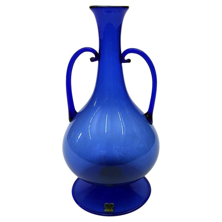 Venini Blue Vase For Sale at 1stDibs
