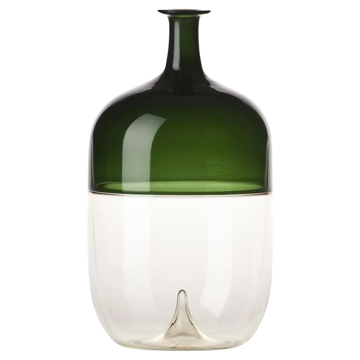 Venini Bolle 503.02 Vase en verre, Vert pomme et Pagliesco - Design Tapio Wirkkala