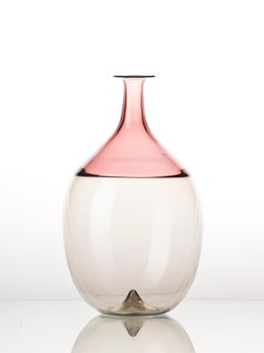 Vaso in vetro Venini Bolle in rosa e bianco di Tapio Wirkkala