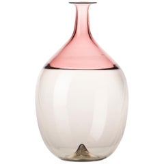 Venini Bolle Glass Vase in Pink and White by Tapio Wirkkala