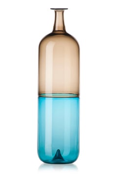 Venini Bolle, große Glasvase in Grau und Blau-Grün von Tapio Wirkkala