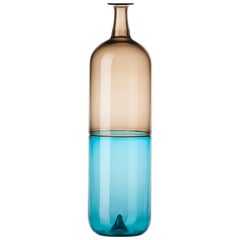 Grand vase en verre Venini Bolle gris et bleu-vert de Tapio Wirkkala