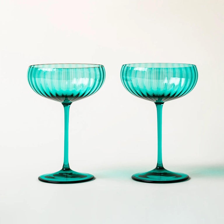 Venini Bollicine 343.25 Mint Green - Set of 2 Champagne Glasses