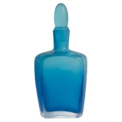 Vintage Venini Bottle in Light Blue Murano Glass 'Veiled' Collection from 1995