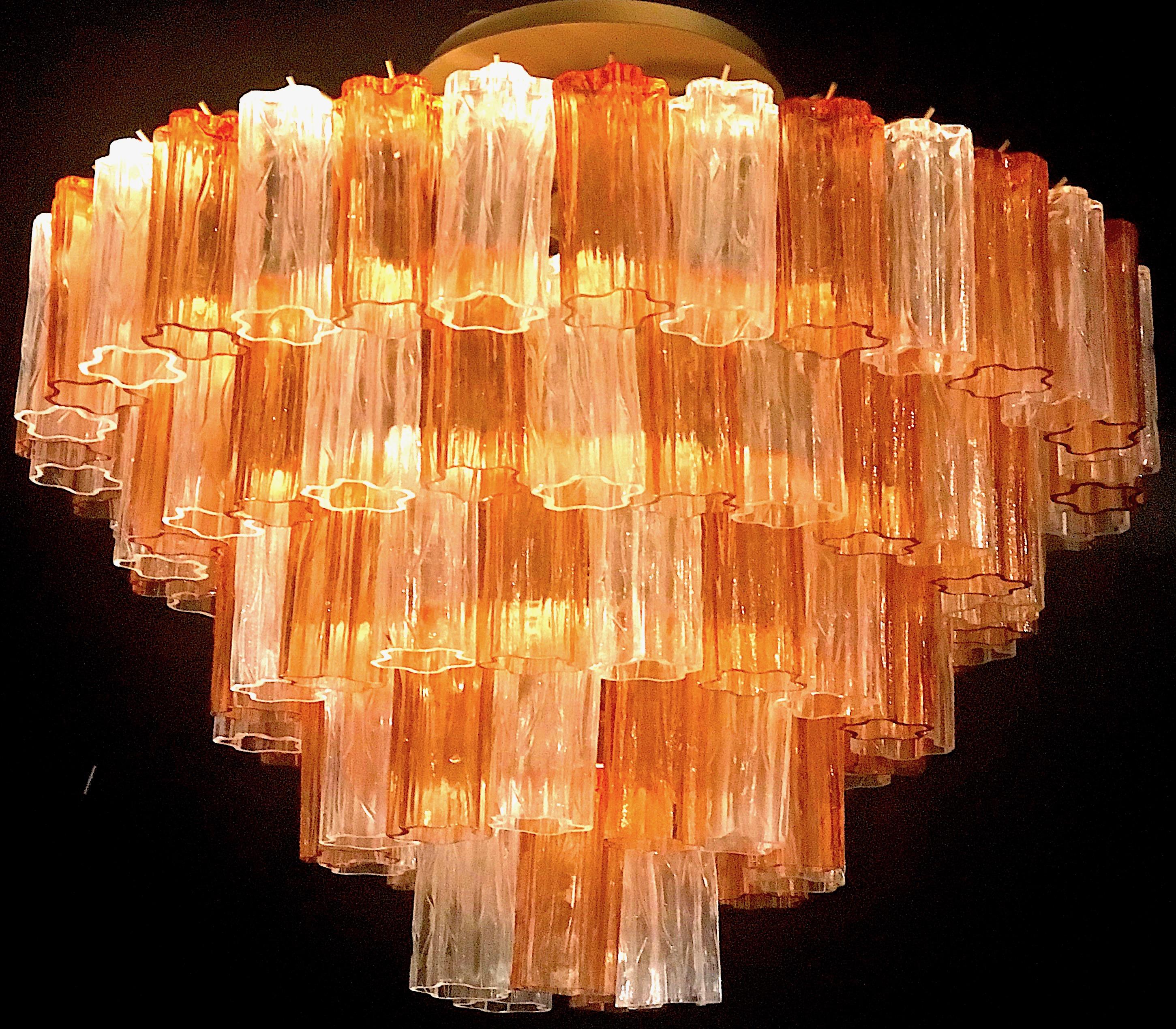 Venini Brass Mounted Gold and Ice Murano Glass Chandelier or Flush Mount, 1970 4