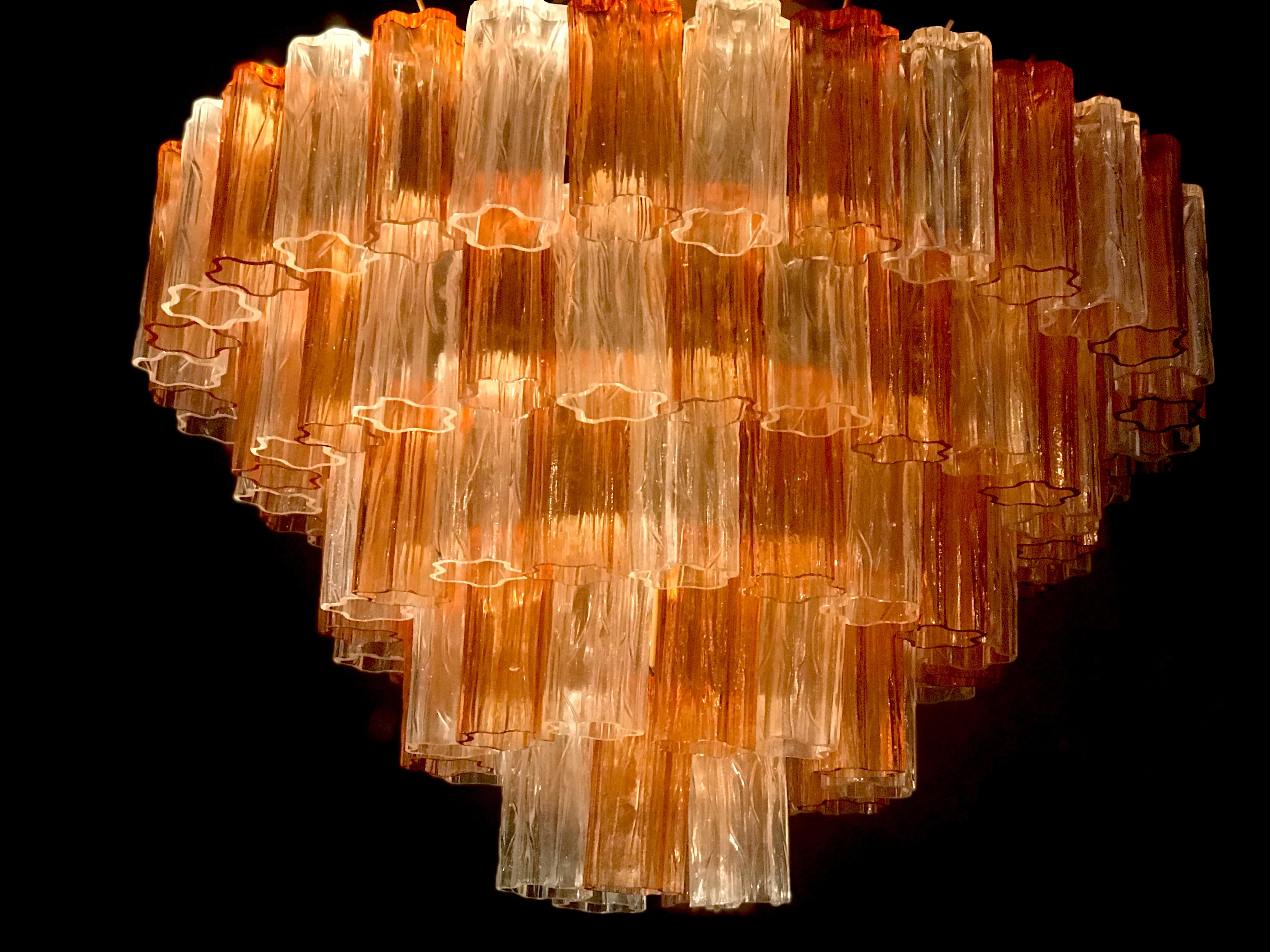 Mid-Century Modern Venini Brass Mounted Gold and Ice Murano Glass Chandelier or Flush Mount, 1970