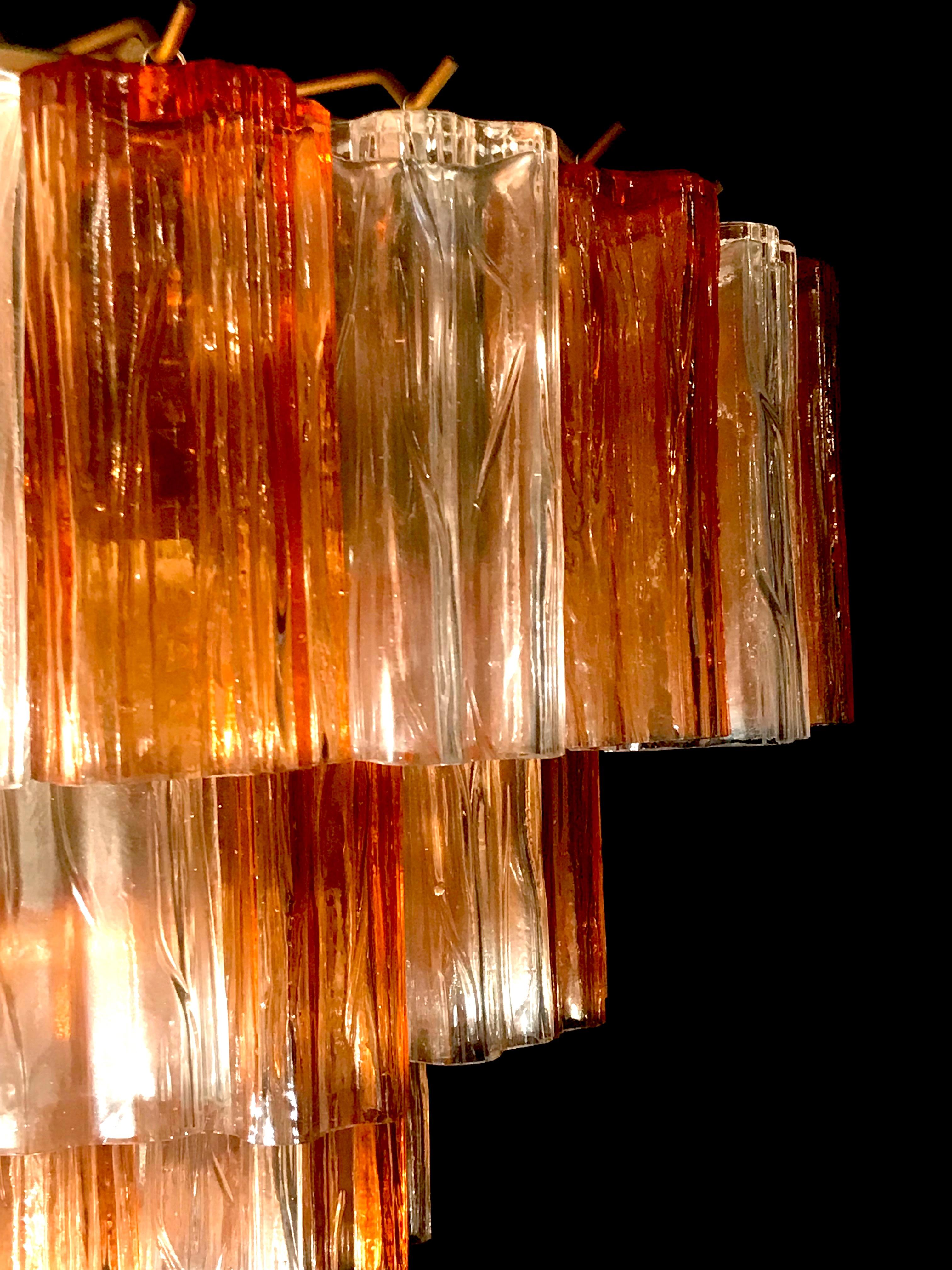 20th Century Venini Brass Mounted Gold and Ice Murano Glass Chandelier or Flush Mount, 1970