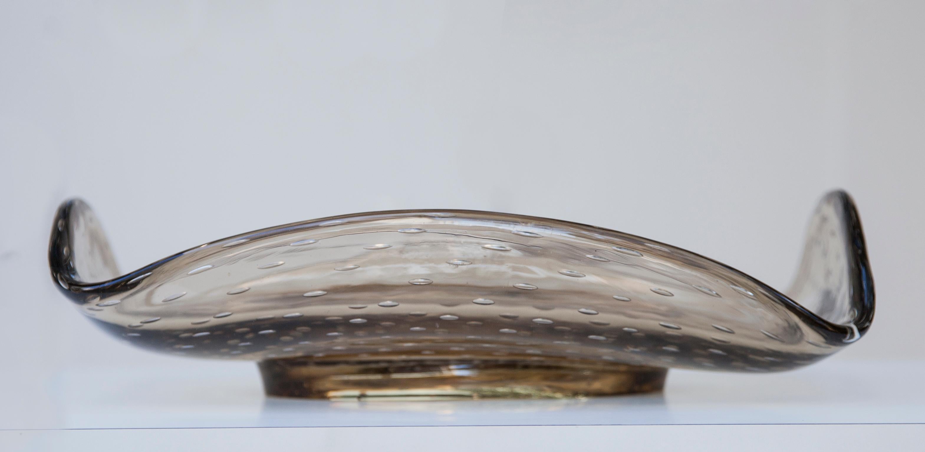 Venini Brown Murano Glass Huge Bowl Carlo Scarpa Attributed Marked Venini (Italienisch)