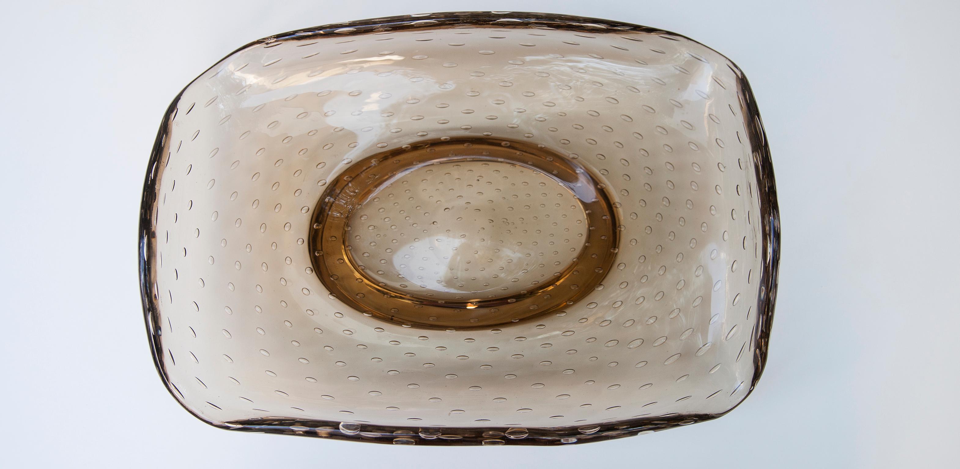 Venini Brown Murano Glass Huge Bowl Carlo Scarpa Attributed Marked Venini (Muranoglas)