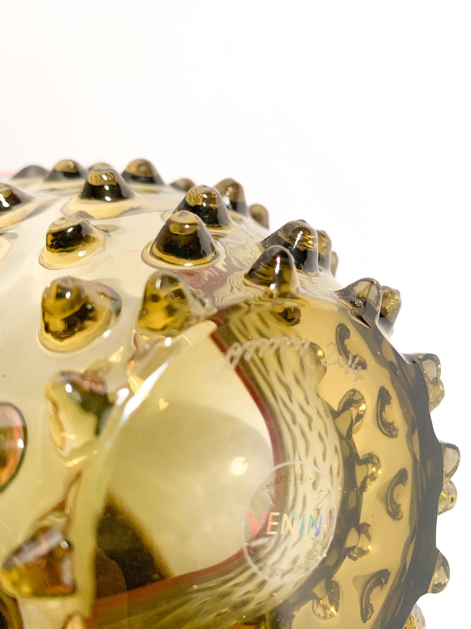 Venini Bubble Murano Glass Vase with Red Top from 2014 2