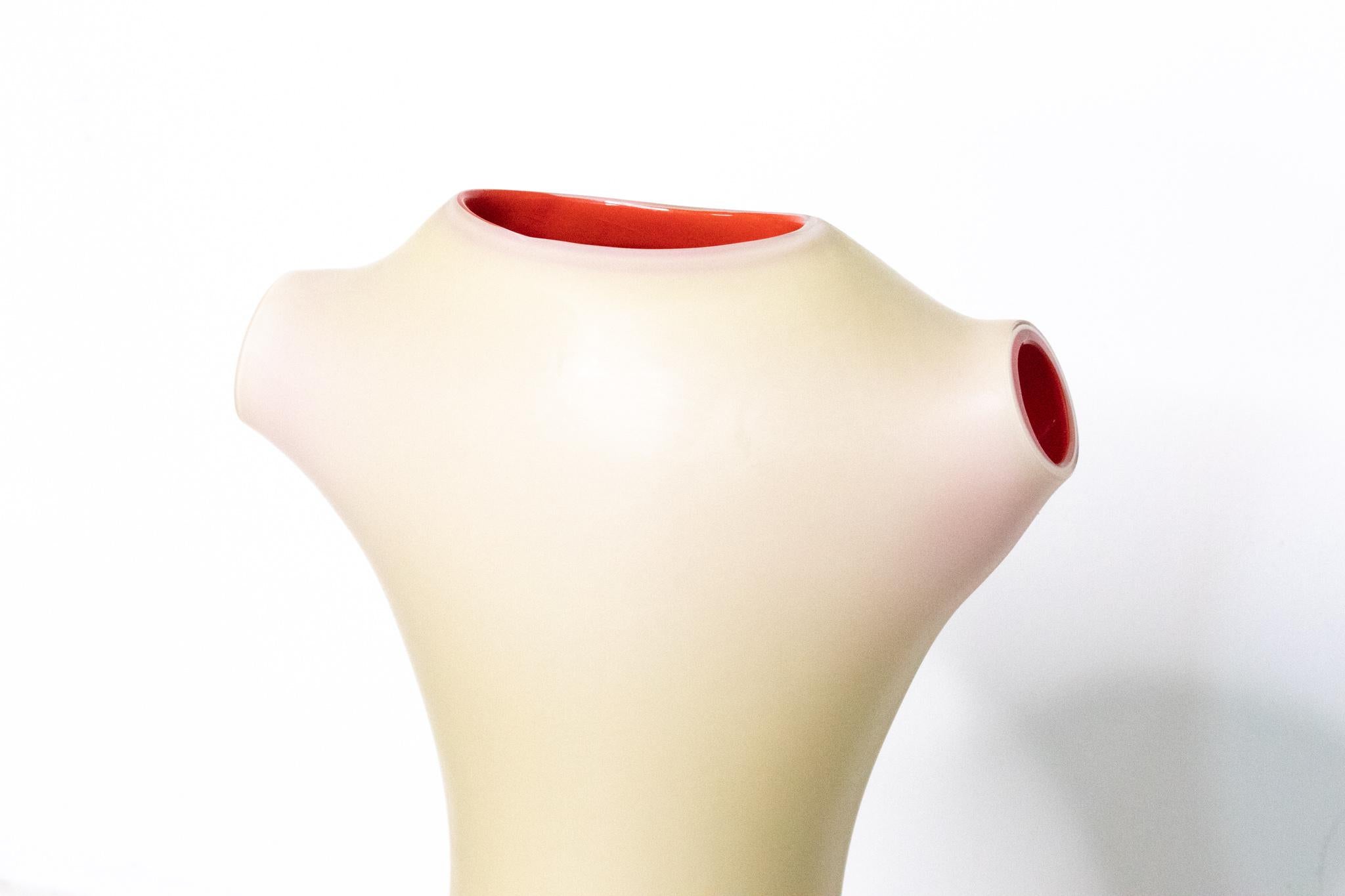 Polished Venini by Emmanuel Babled 2004 Women Torso Tall Vase in Cased Art Glass For Sale