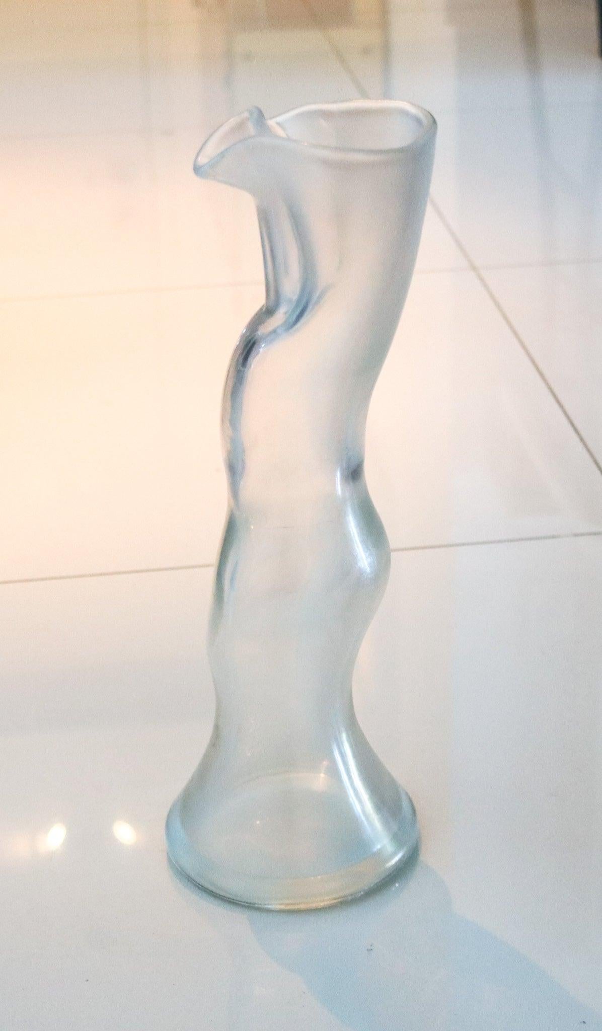 Italiano VENINI Di Fulvio Bianconi Murano Vaso Torso Donna Soffiato Iridescente Vetro d'Arte in vendita