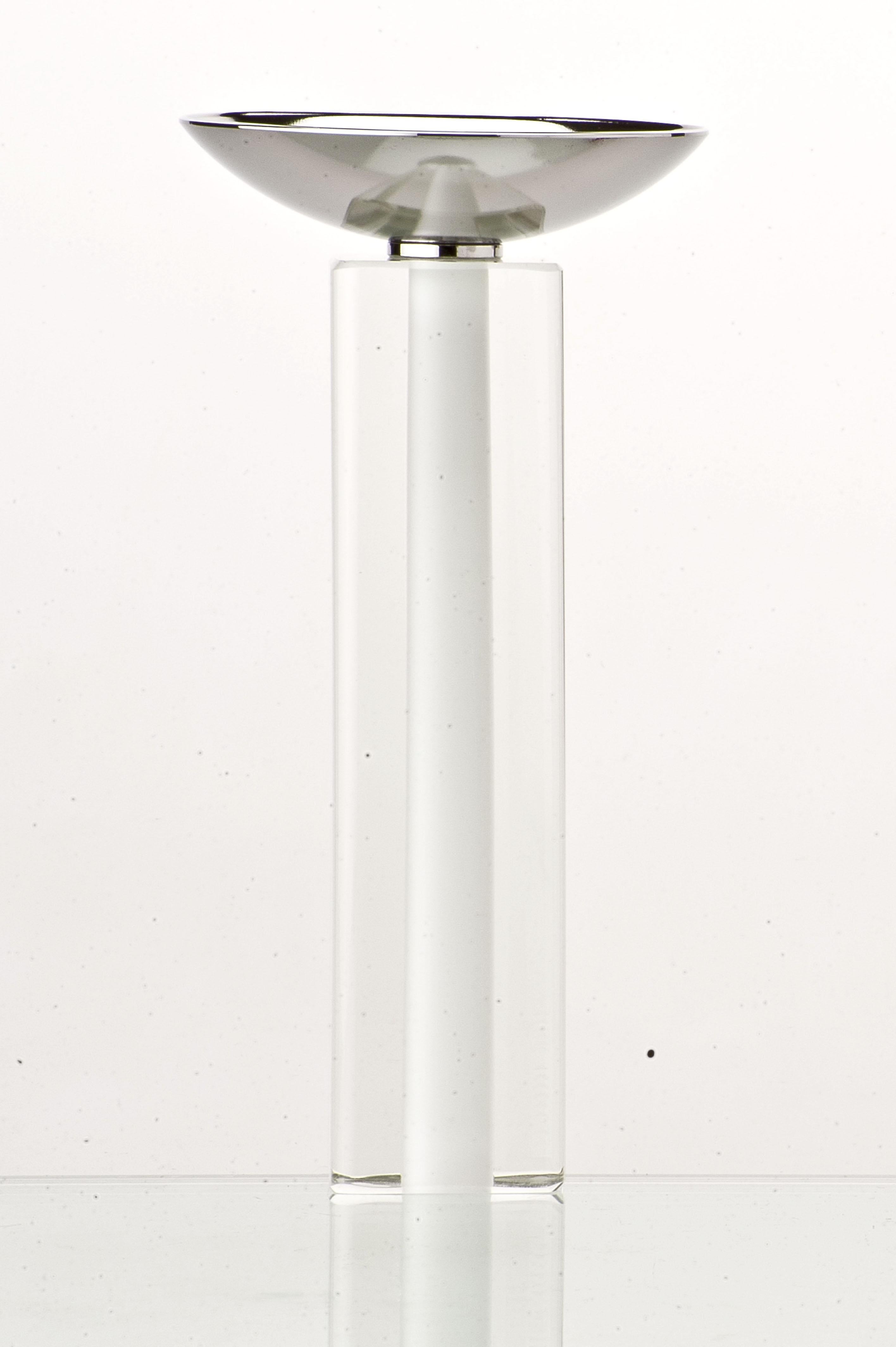 Modern Venini Candelboi Large Glass Candleholder in Milk White