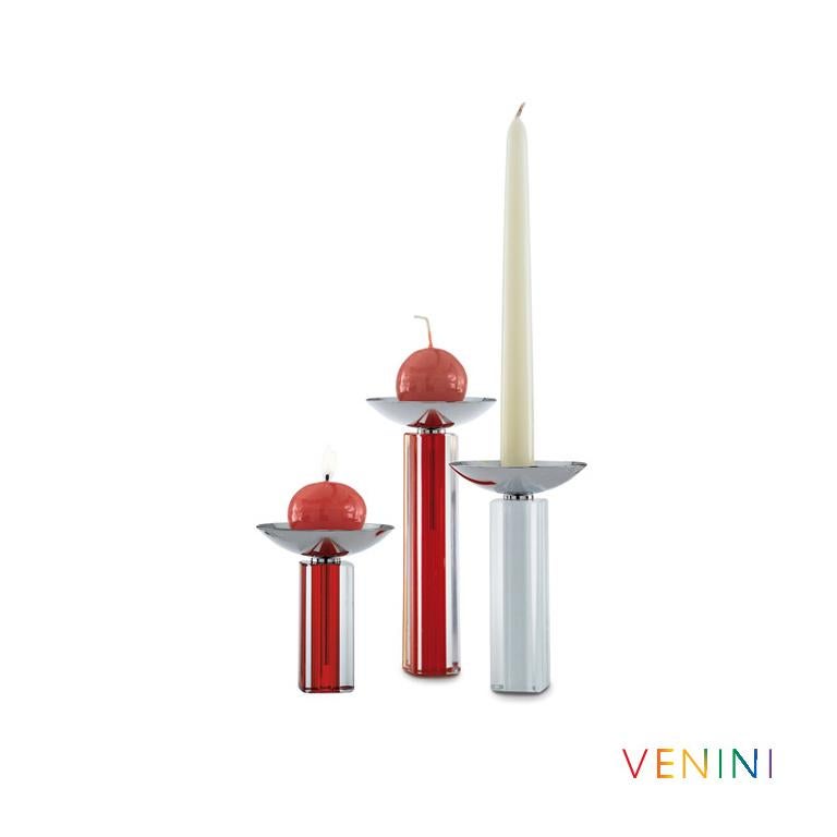 Venini Candelboi Large Glass Candleholder in Milk White For Sale at 1stDibs