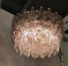 Venini Carlo Scarpa Chandelier Murano Glass Brass Poliedri, 1954, Italy