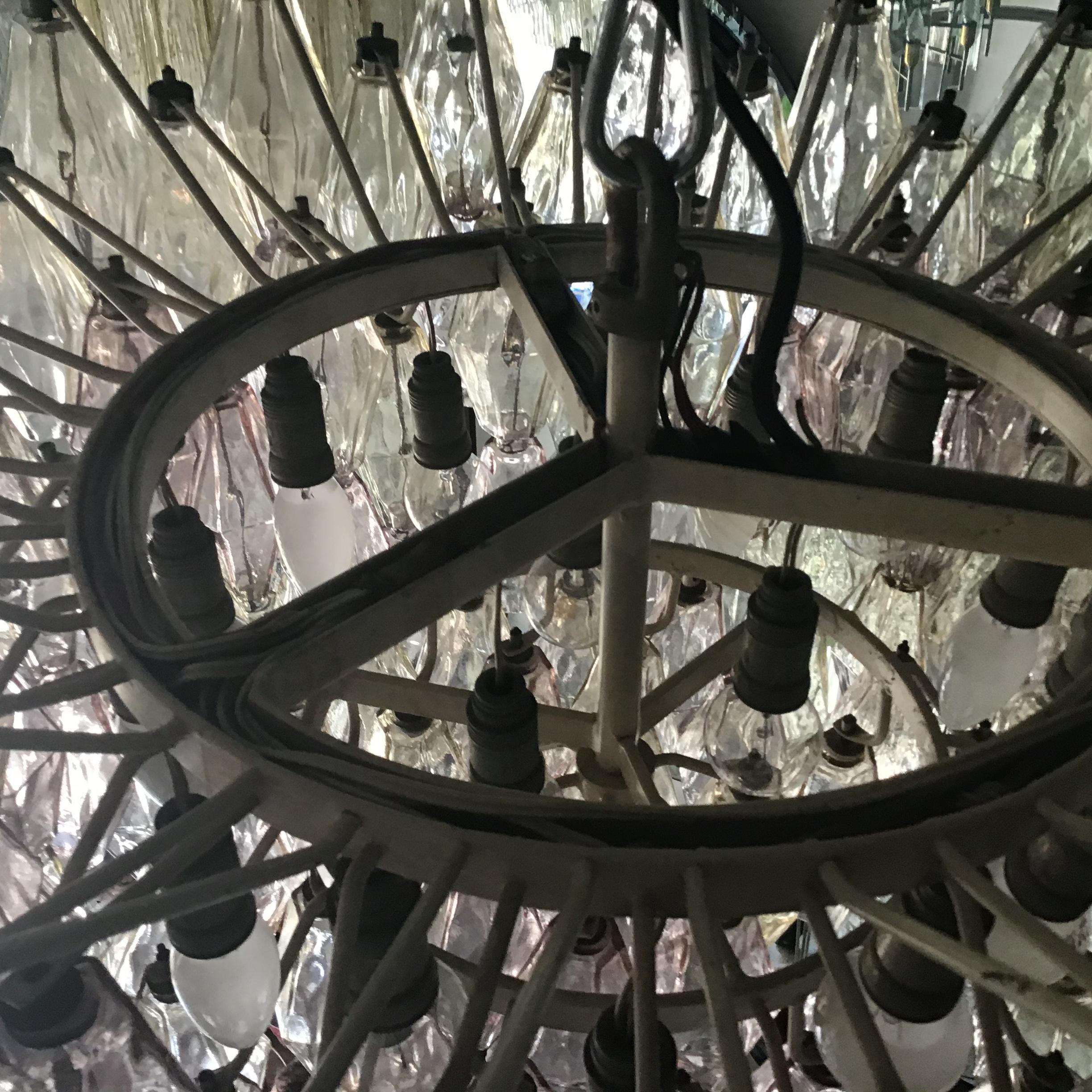 Venini Carlo Scarpa Chandelier Murano Glass Brass Poliedri, 1954, Italy 2