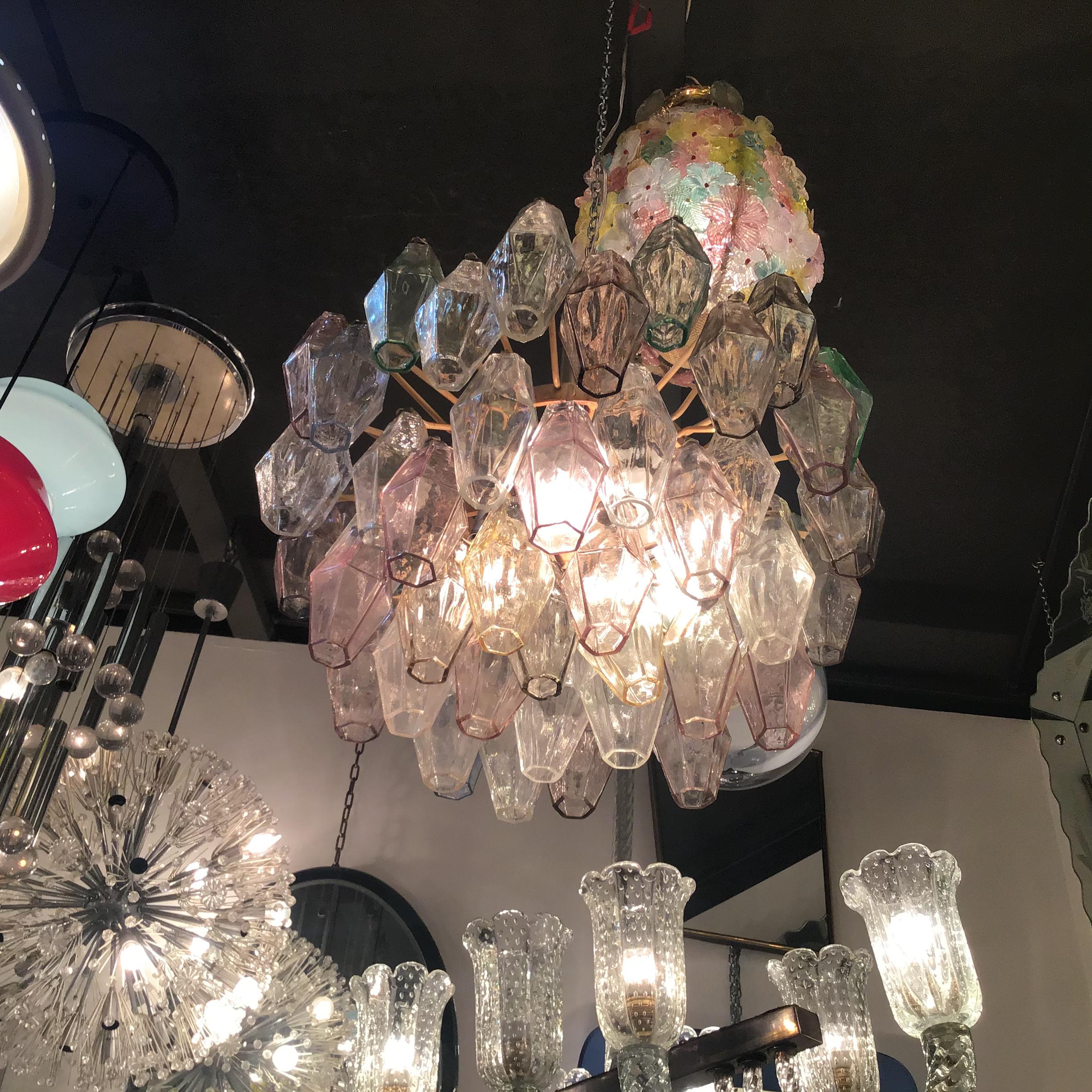 VENINI Carlo Scarpa Chandelier Poliedri Murano Glass Iron 1955 Italy For Sale 6