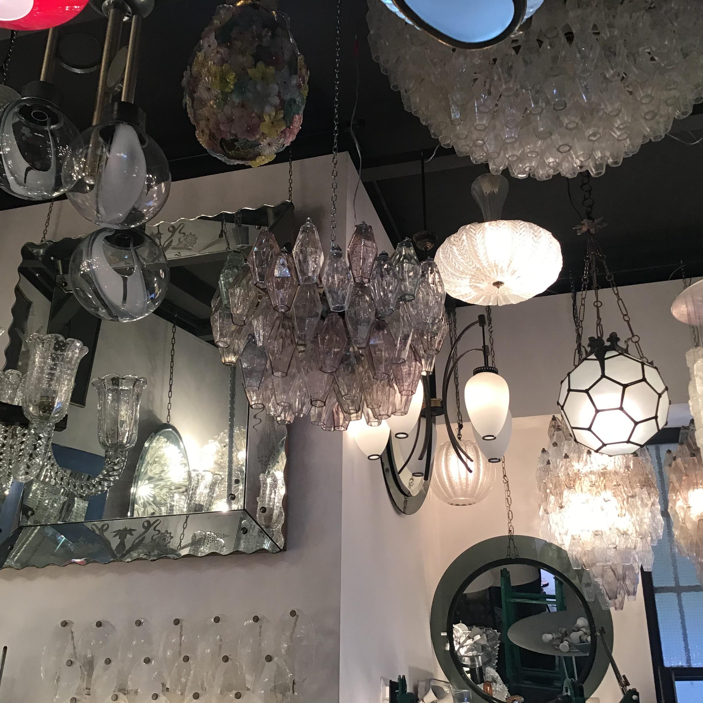 Other VENINI Carlo Scarpa Chandelier Poliedri Murano Glass Iron 1955 Italy For Sale