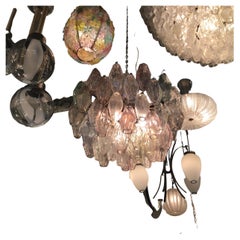 VENINI Carlo Scarpa Chandelier Poliedri Murano Glass Iron 1955 Italie 