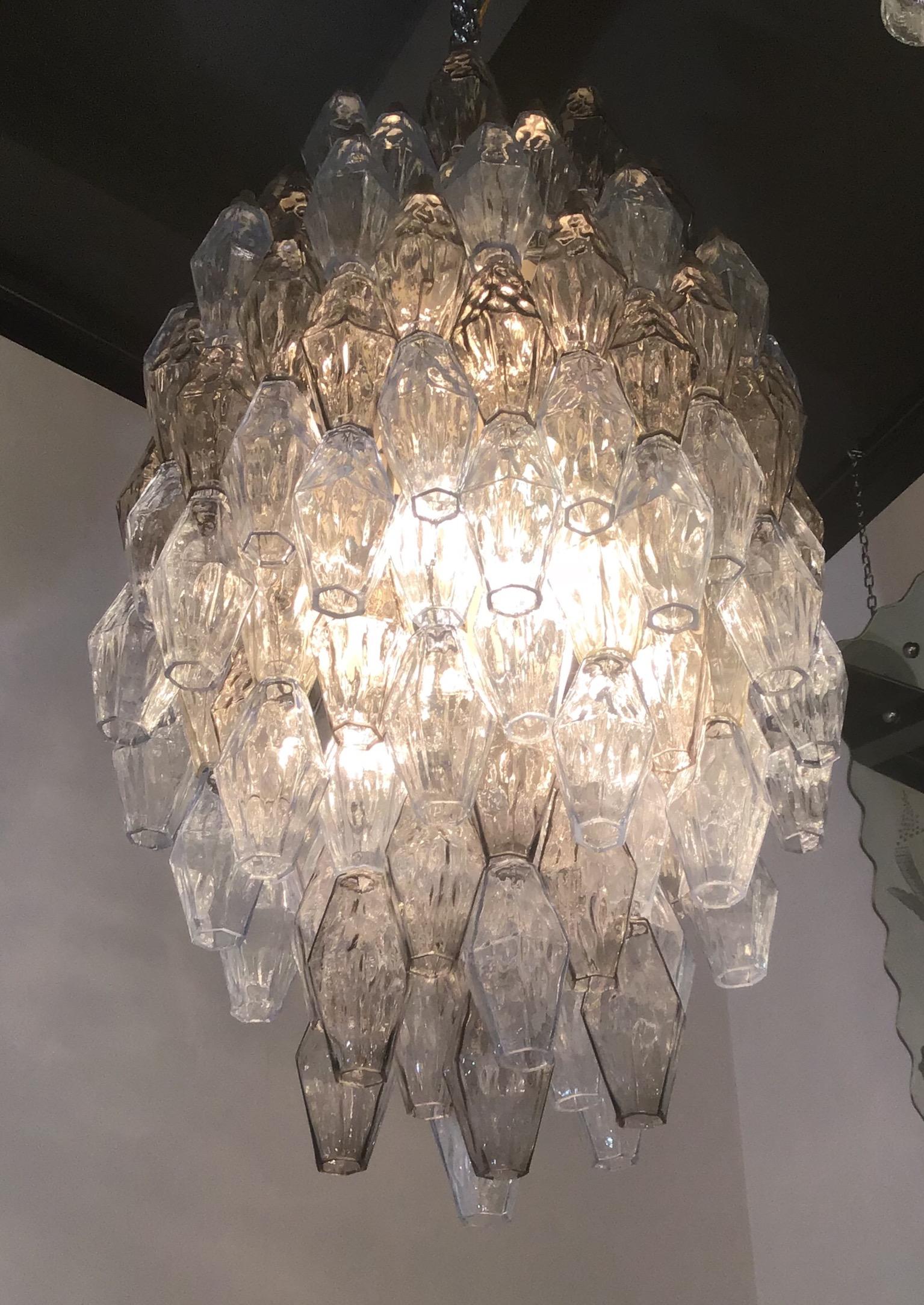 Lámpara Venini Carlo Scarpa Poliedri Murano Light Bluend Latón, 1950 en venta 11