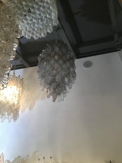 Venini Carlo Scarpa Chandelier Poliedri Murano Light Bluend Brass, 1950