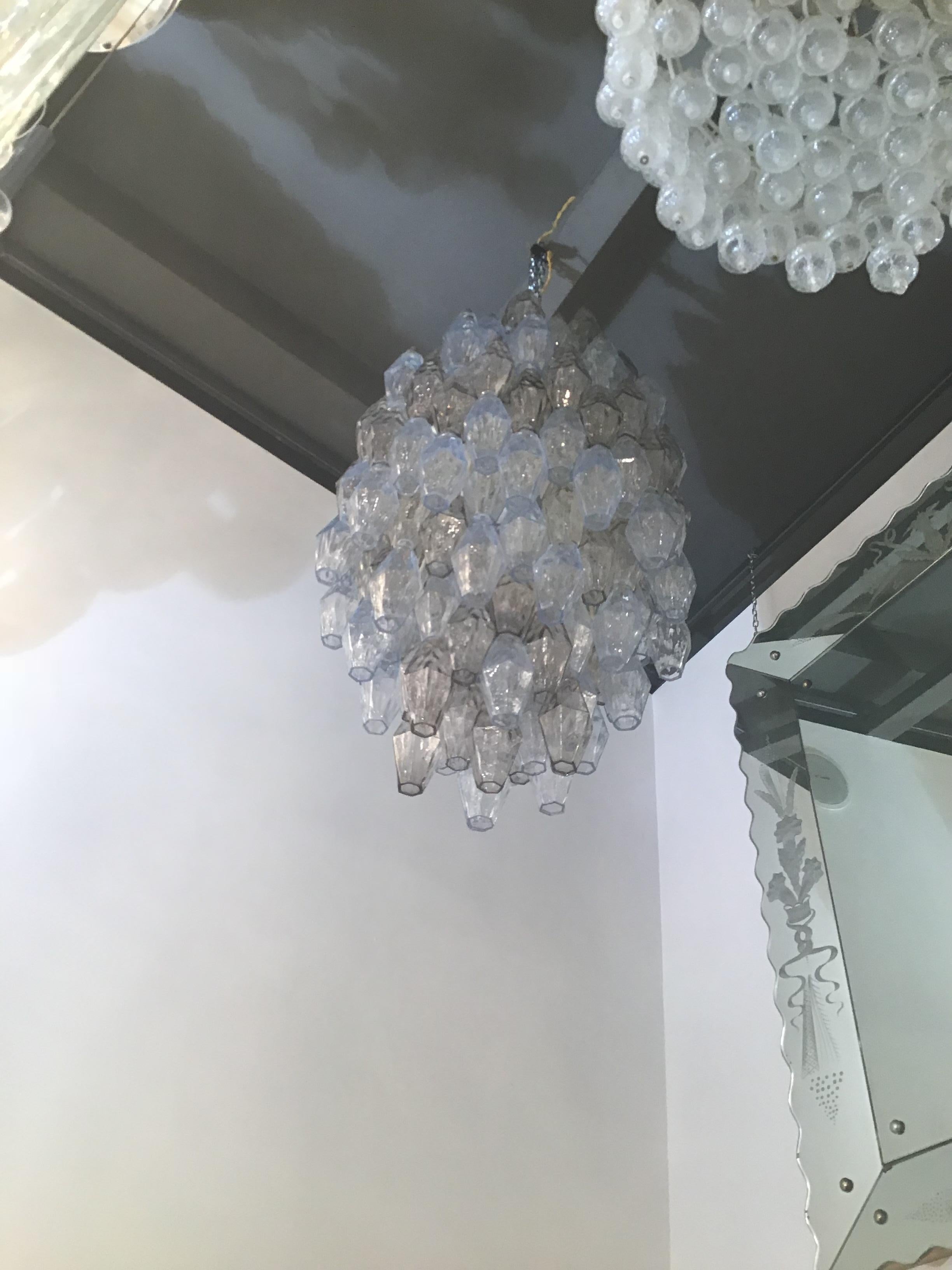 Lámpara Venini Carlo Scarpa Poliedri Murano Light Bluend Latón, 1950 en Bueno estado para la venta en Milano, IT