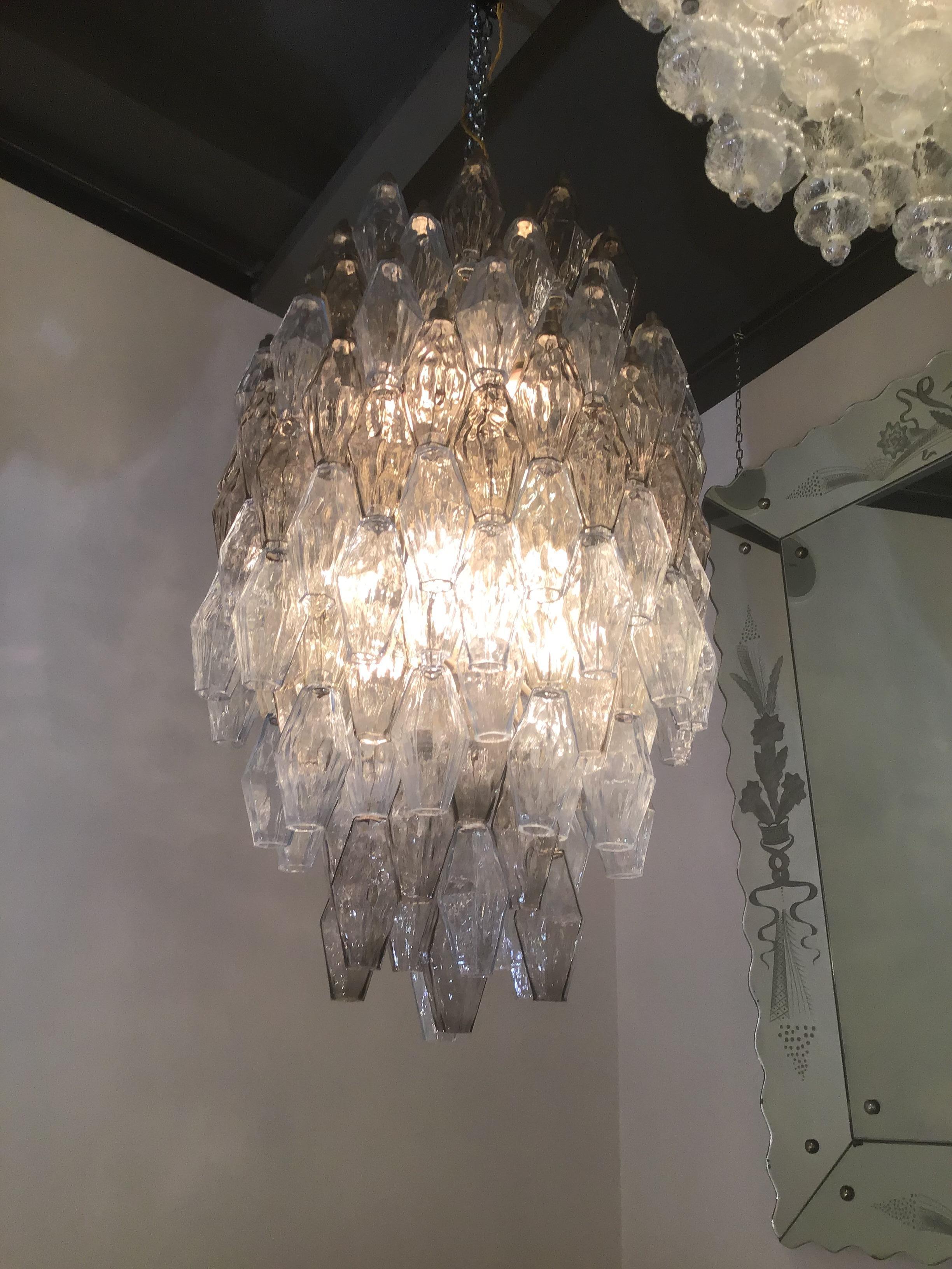 Lámpara Venini Carlo Scarpa Poliedri Murano Light Bluend Latón, 1950 en venta 1