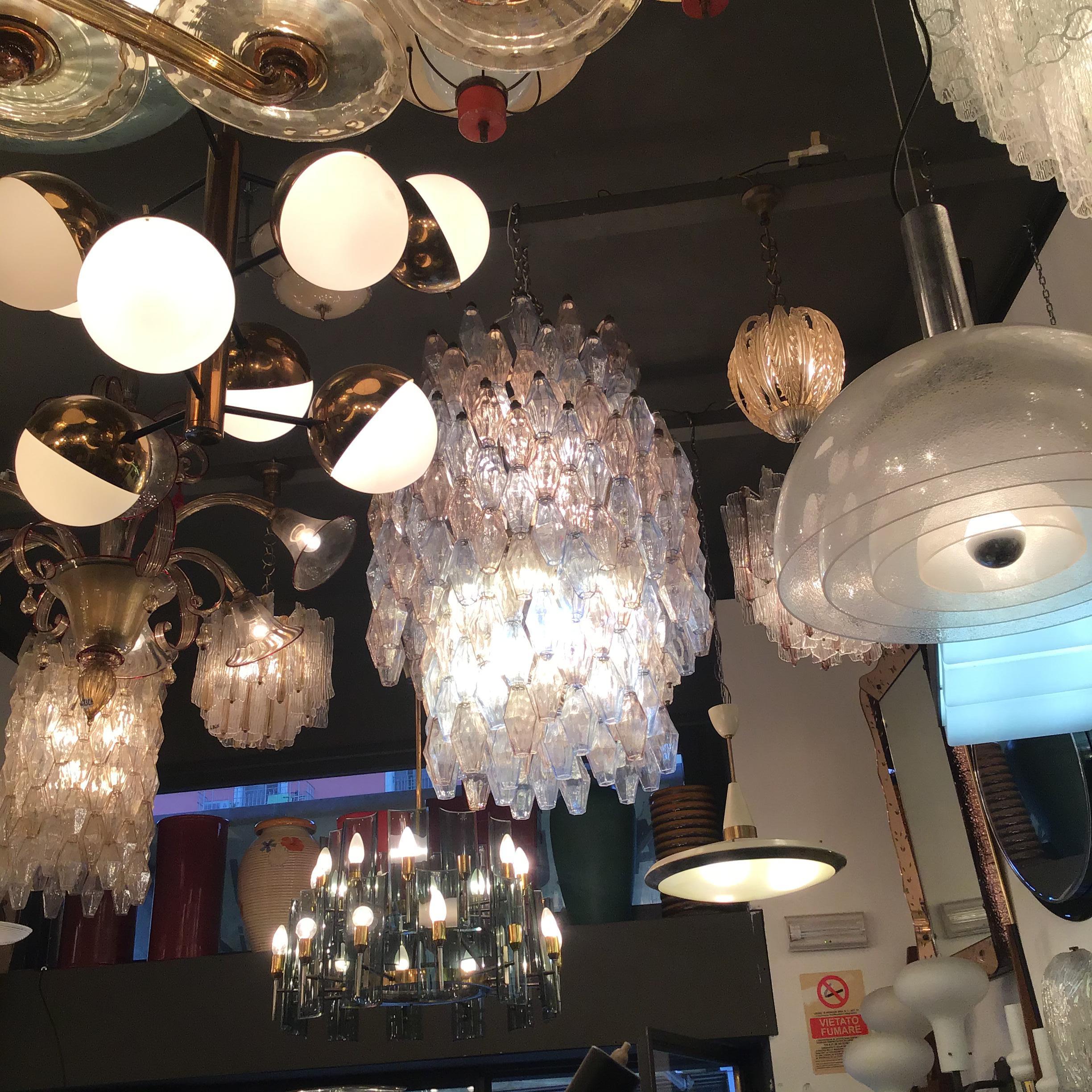 VENINI #Carlo Scarpa# Poliedri Chandelier Murano Glass Iron 1955/Italy For Sale 5