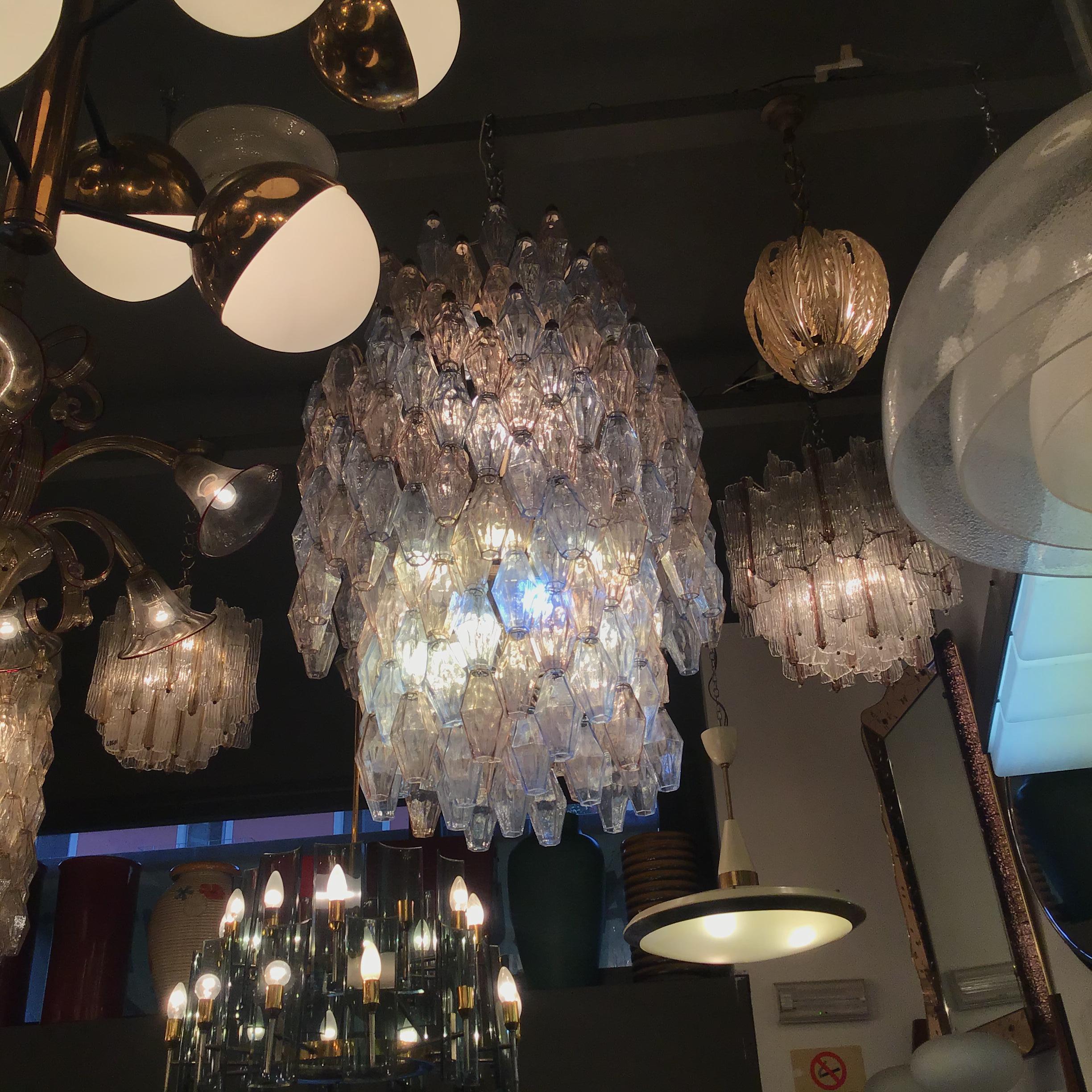 VENINI #Carlo Scarpa# Poliedri Chandelier Murano Glass Iron 1955/Italy For Sale 6