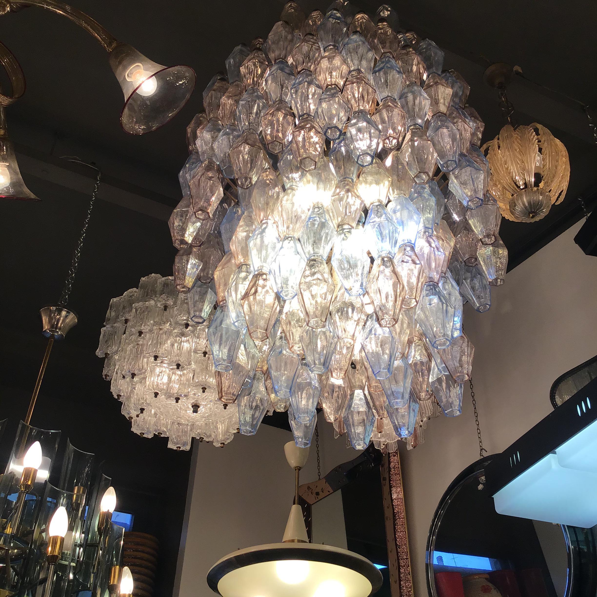 VENINI #Carlo Scarpa# Poliedri Chandelier Murano Glass Iron 1955/Italy For Sale 10