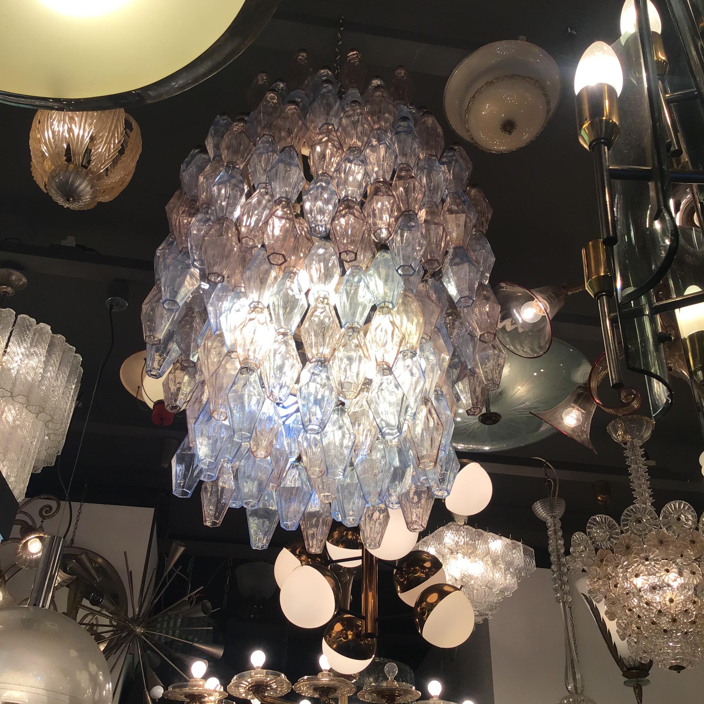 VENINI #Carlo Scarpa# Poliedri Chandelier Murano Glass Iron 1955/Italy For Sale 11