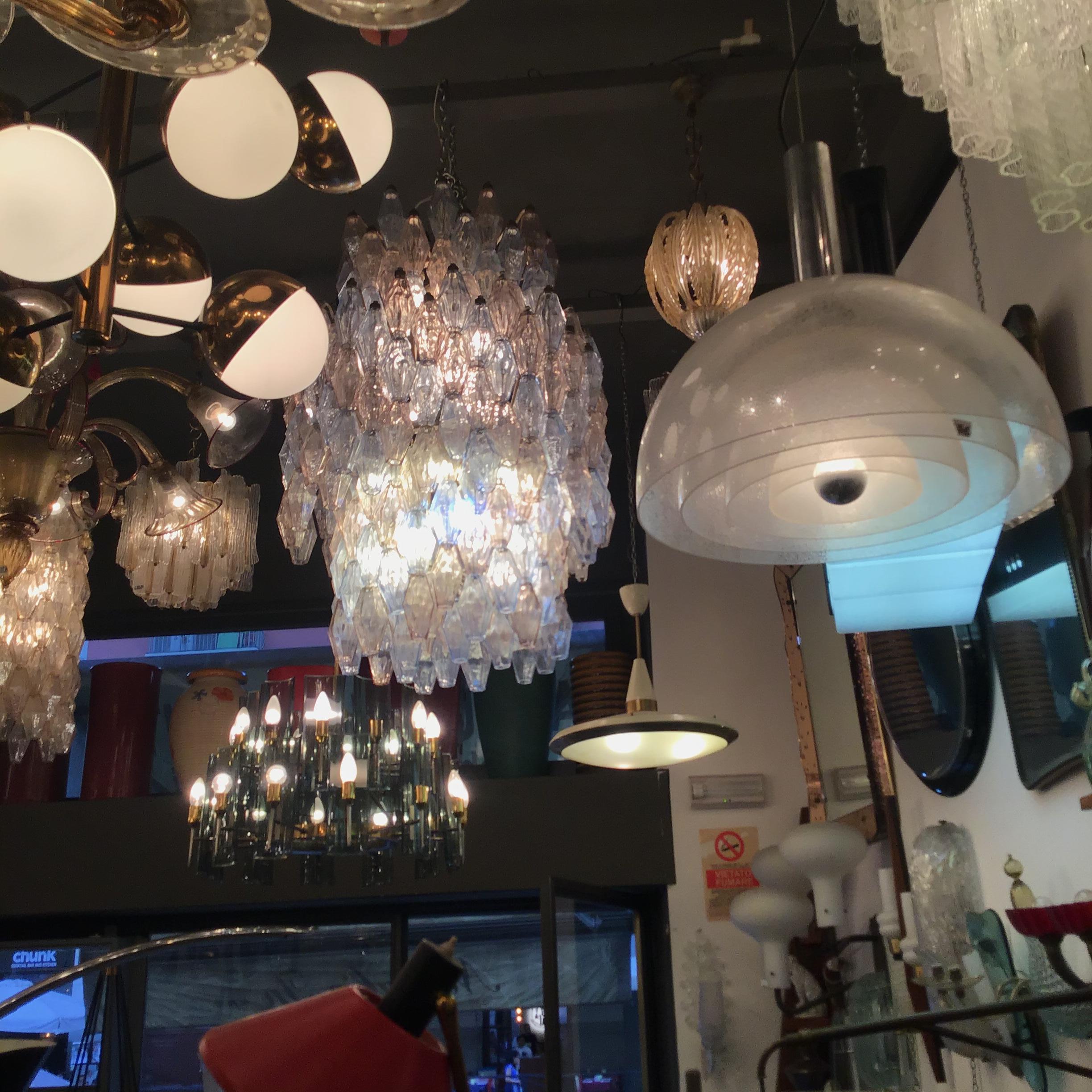 VENINI #Carlo Scarpa# Poliedri Chandelier Murano Glass Iron 1955/Italy In Excellent Condition For Sale In Milano, IT