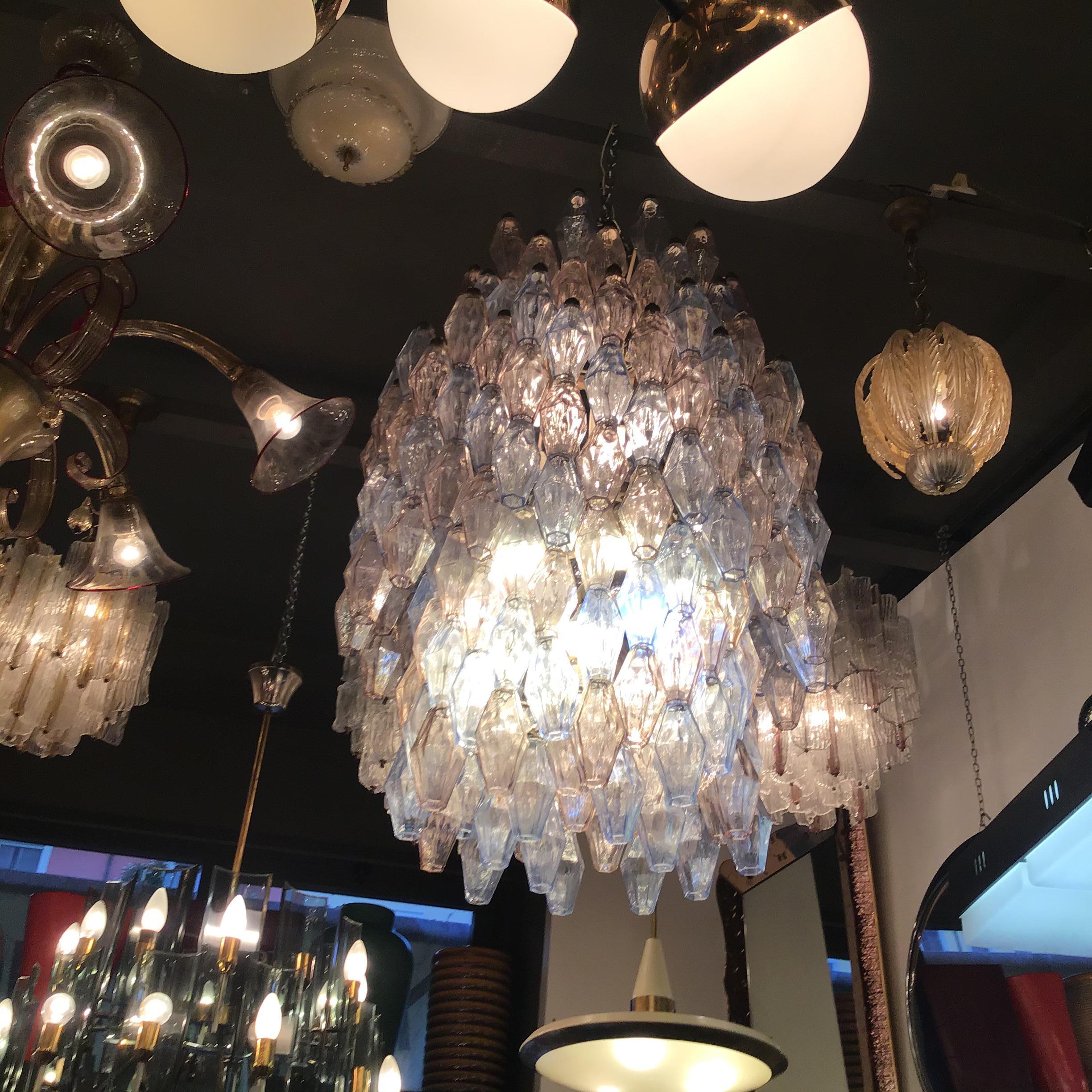 VENINI #Carlo Scarpa# Poliedri Chandelier Murano Glass Iron 1955/Italy For Sale 12