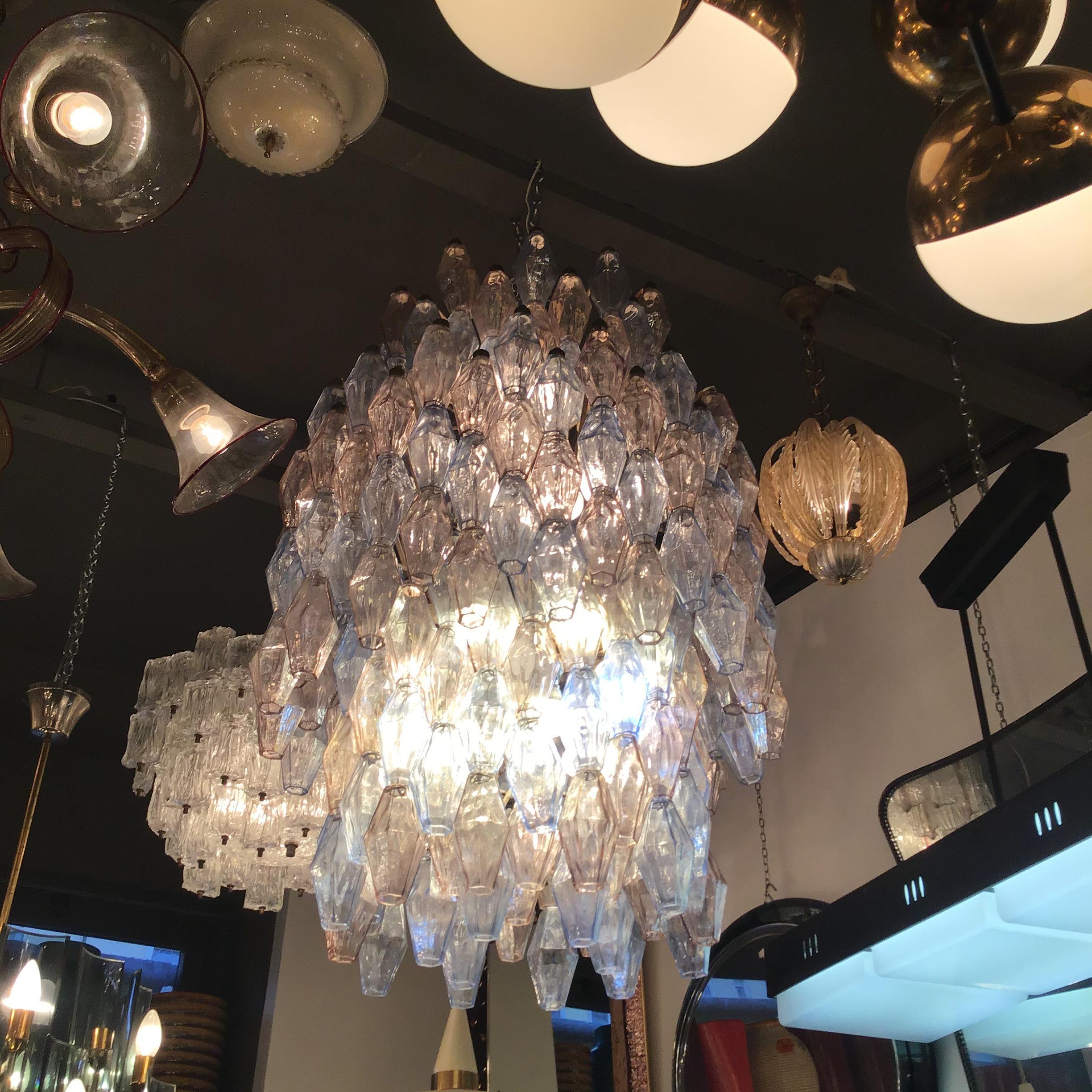 Mid-20th Century VENINI #Carlo Scarpa# Poliedri Chandelier Murano Glass Iron 1955/Italy For Sale