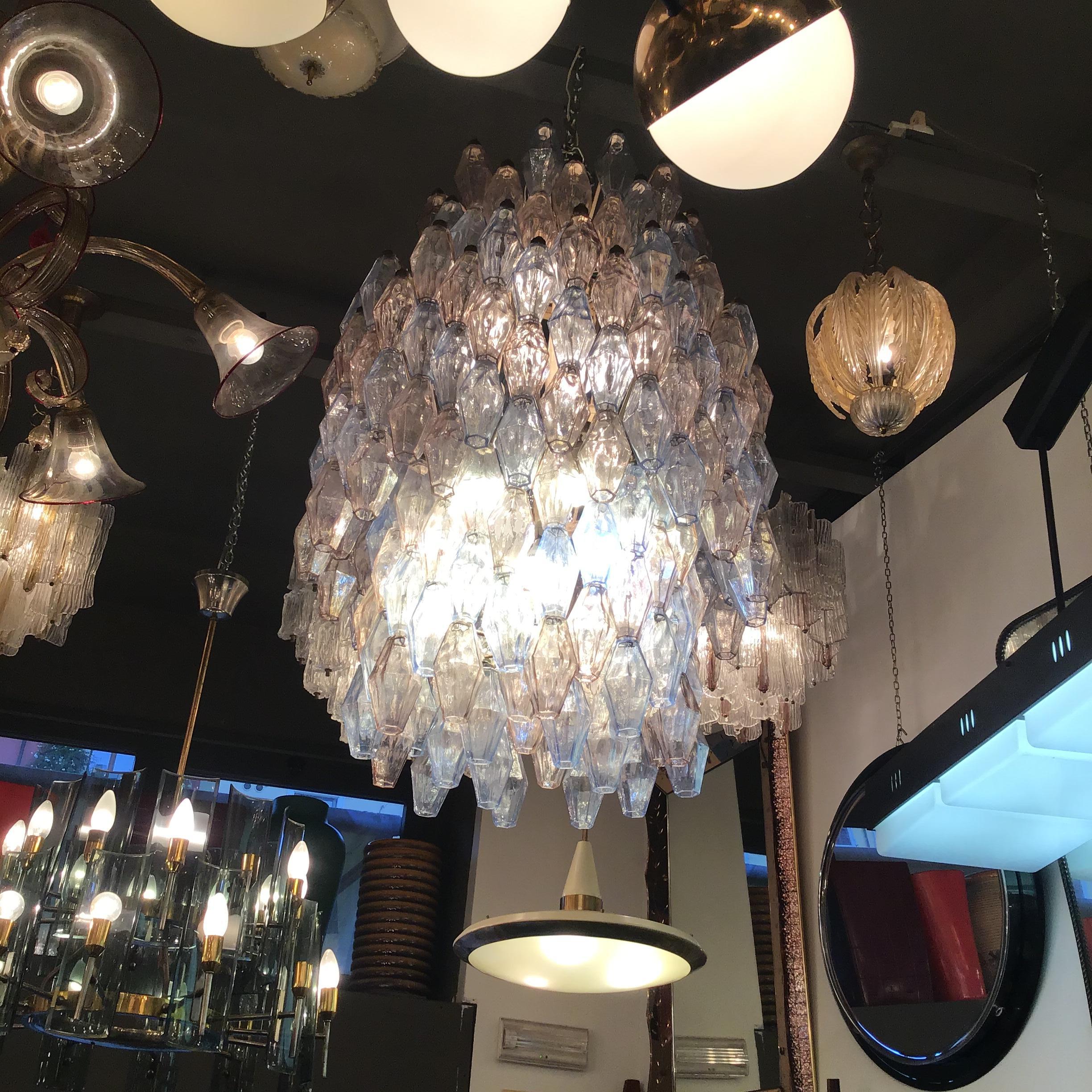 VENINI #Carlo Scarpa# Poliedri Chandelier Murano Glass Iron 1955/Italy For Sale 1