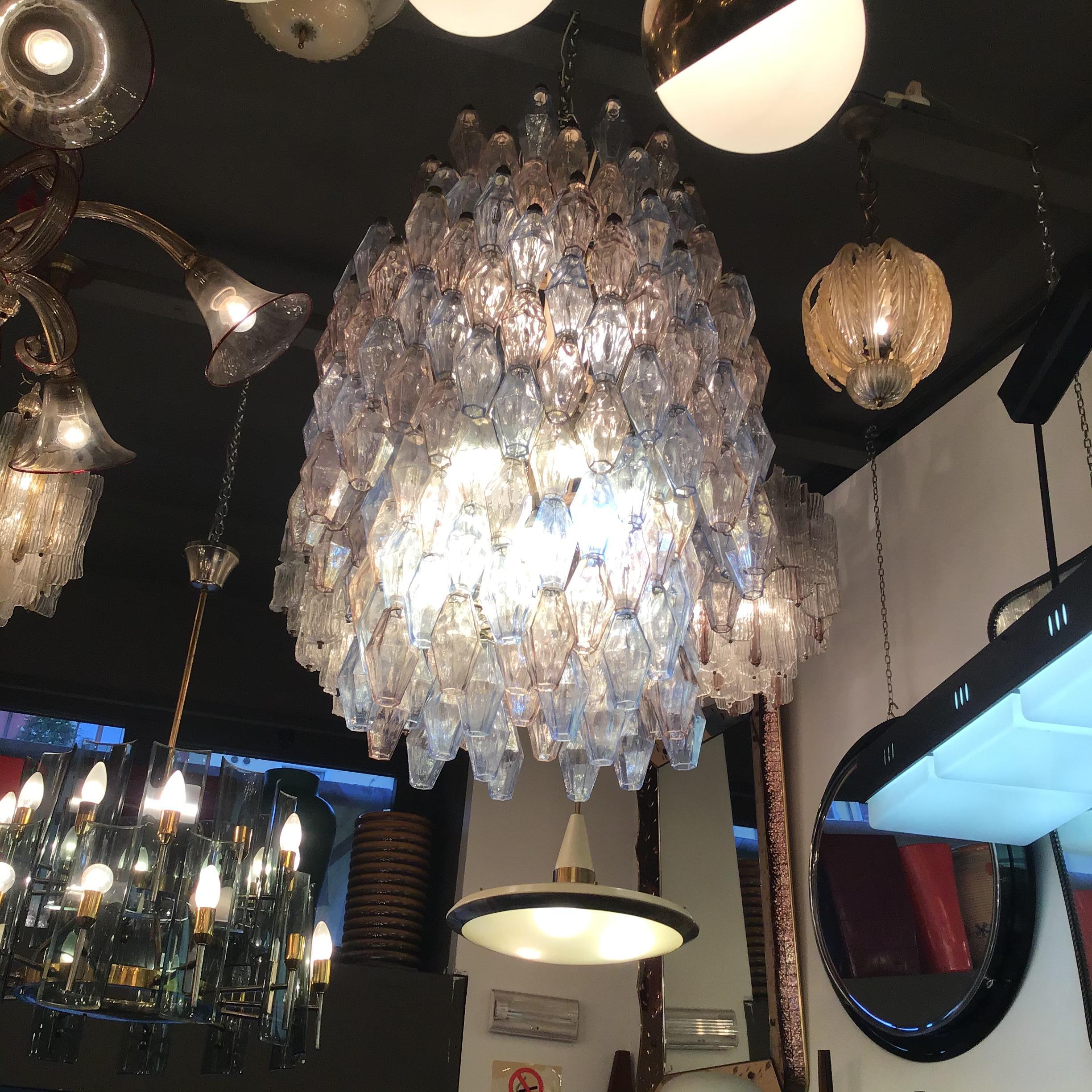 VENINI #Carlo Scarpa# Poliedri Chandelier Murano Glass Iron 1955/Italy For Sale 2